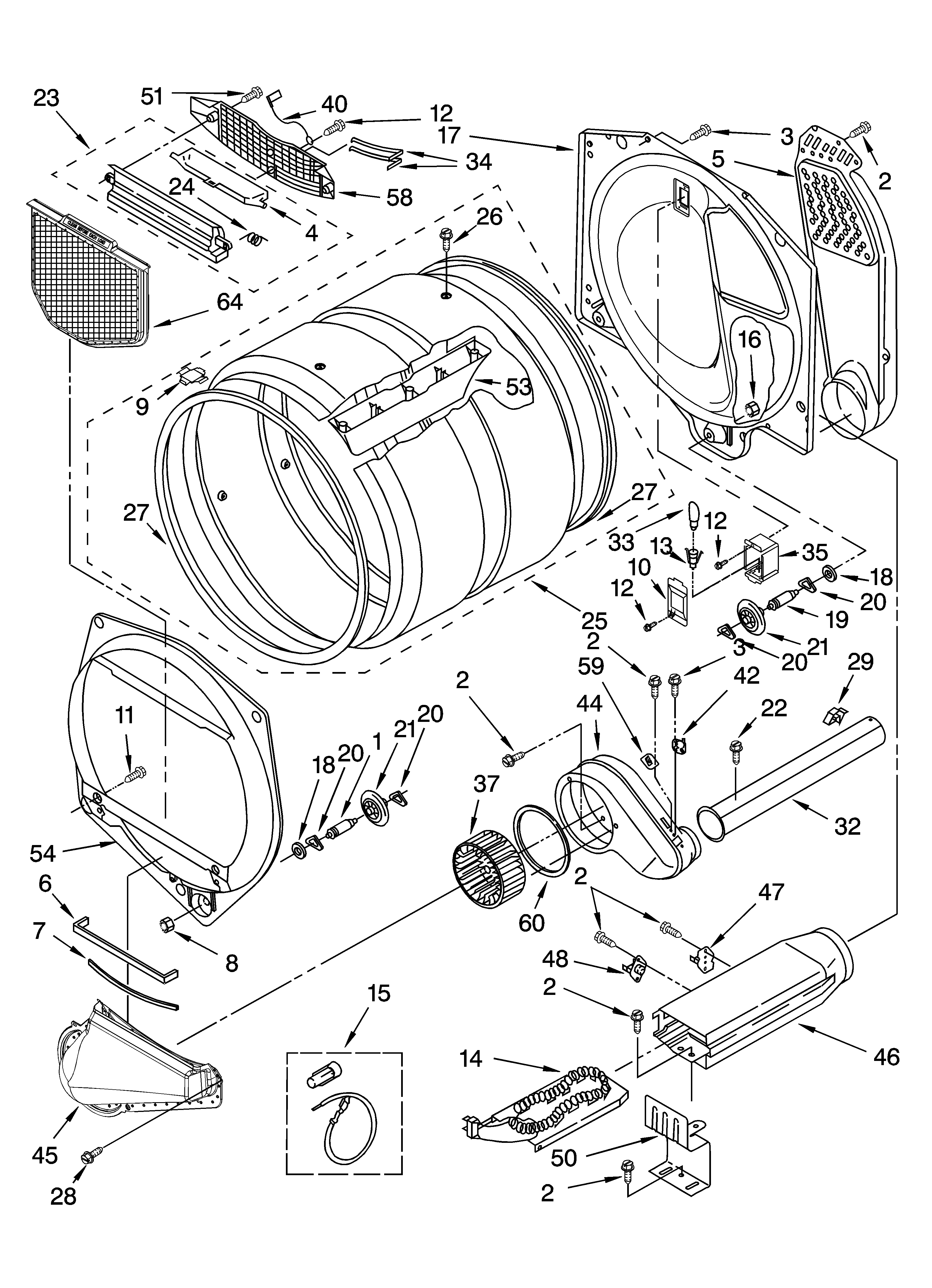 Whirlpool LEQ8621PG0 bulkhead parts, optional parts (not included) diagram