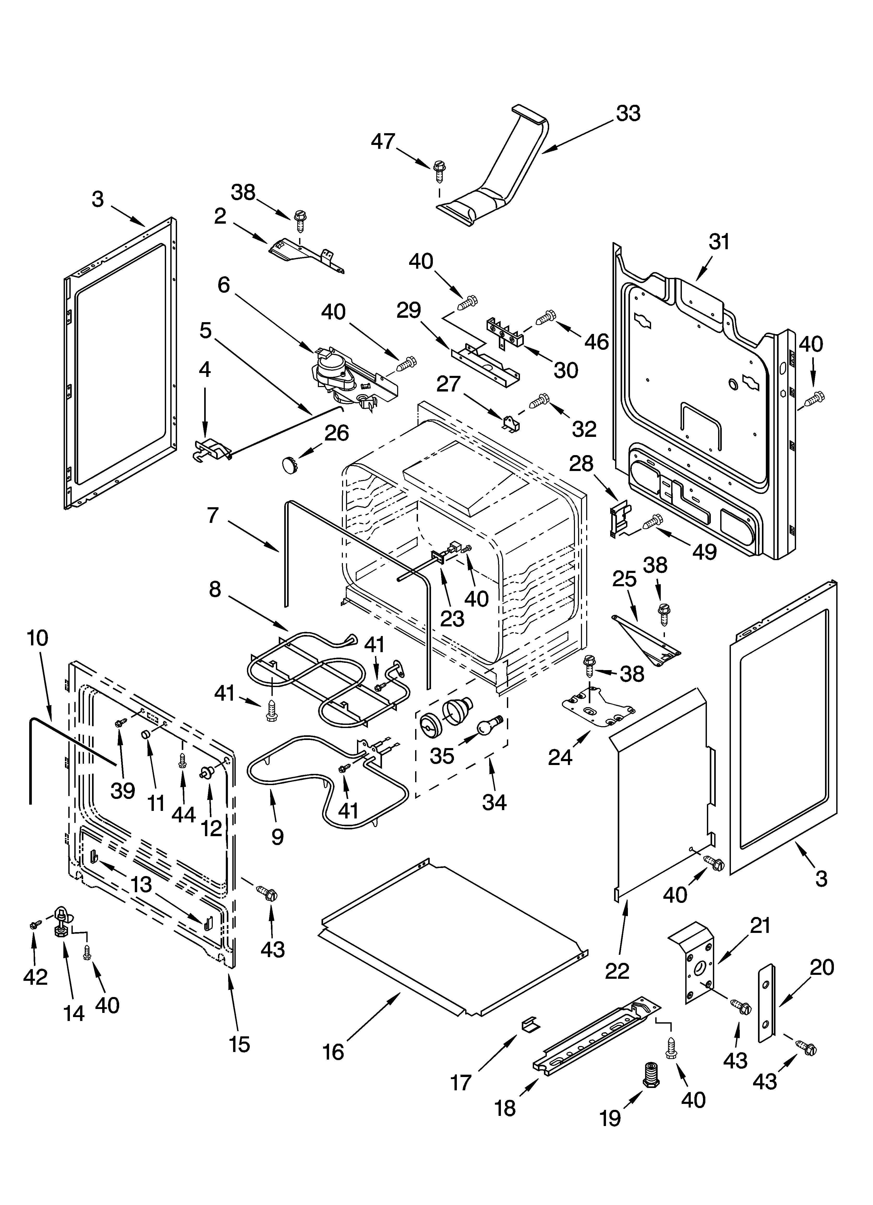Whirlpool RF196LXMT1 chassis parts diagram