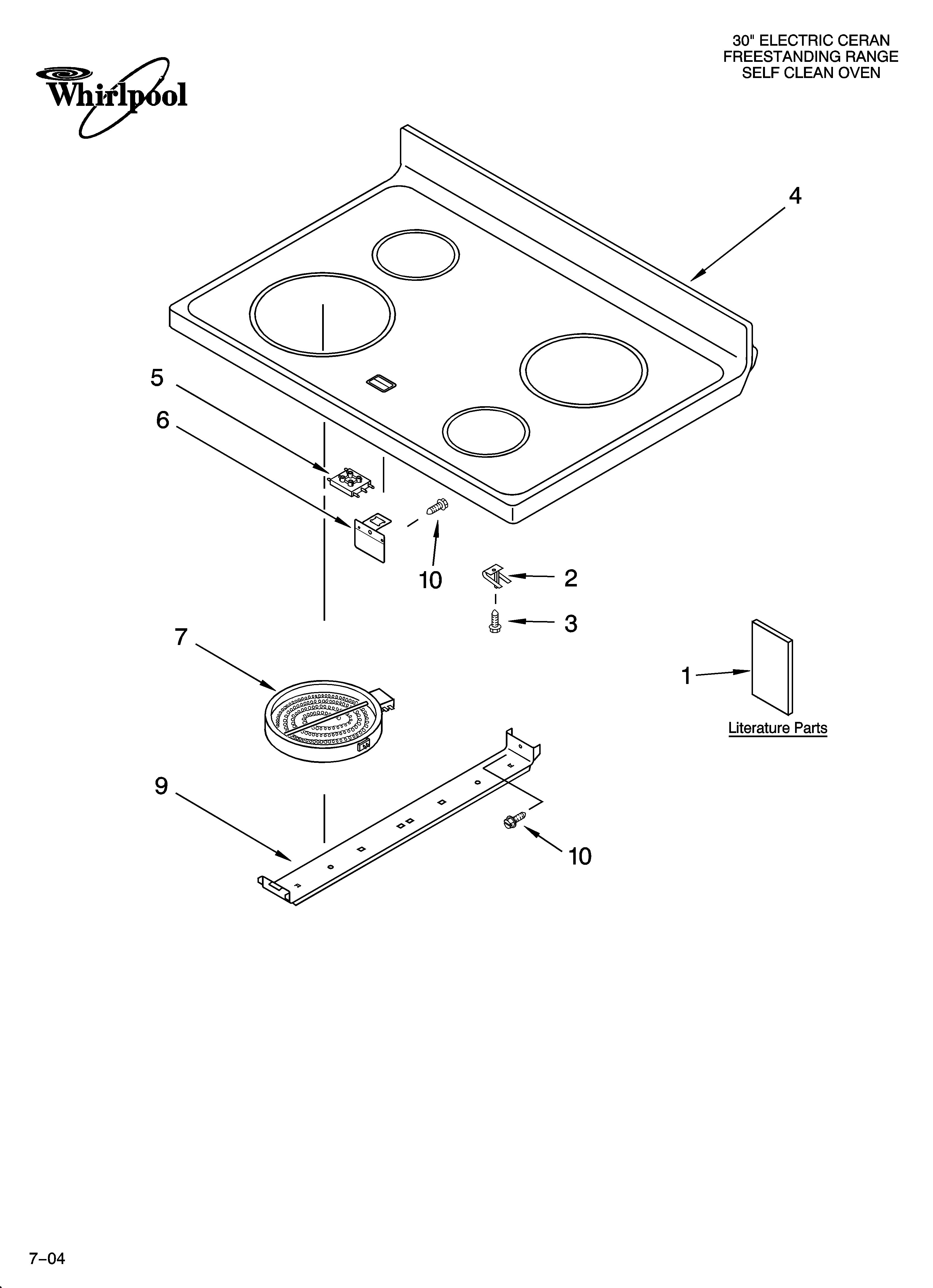Whirlpool RF364PXPT0 cooktop parts diagram