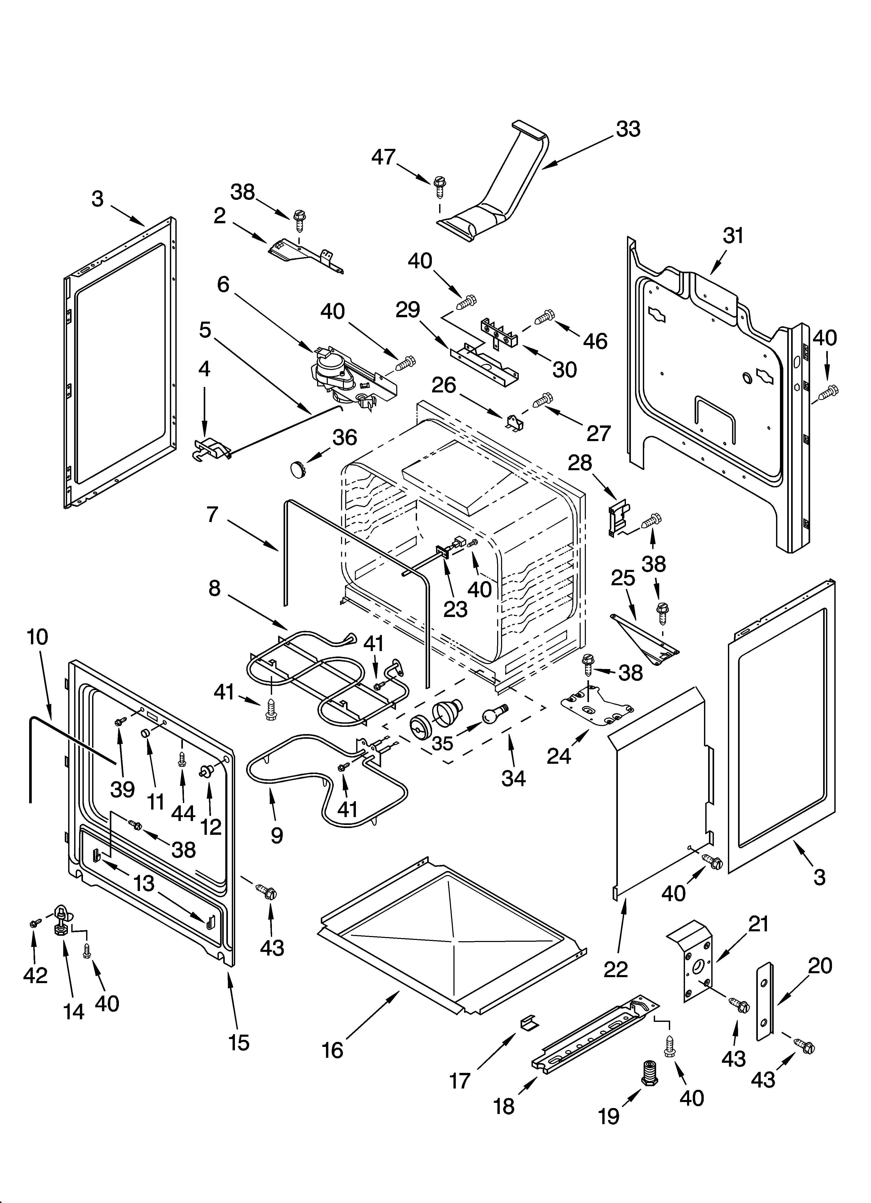 Whirlpool RF364PXPT0 chassis parts diagram