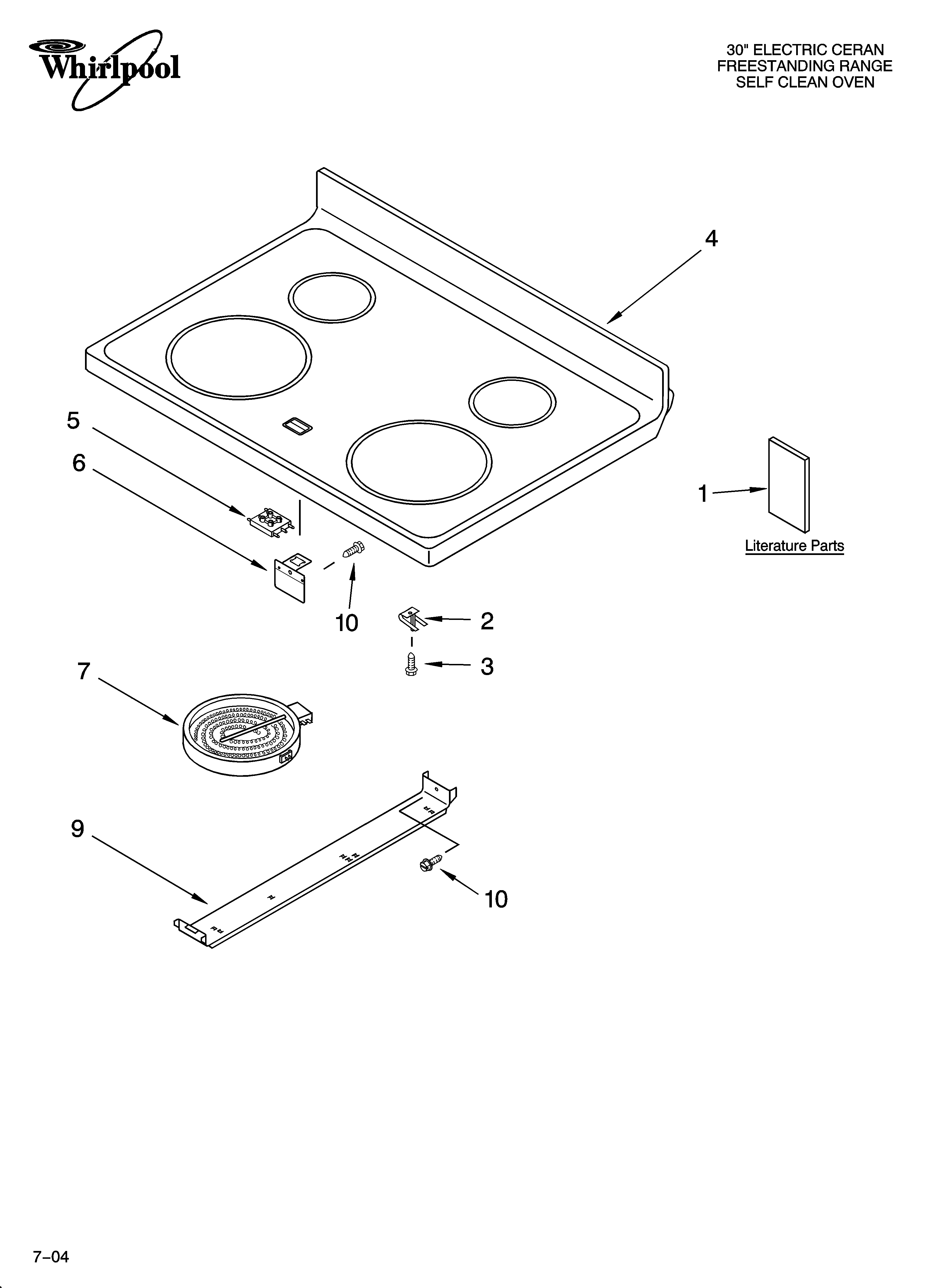Whirlpool RF368LXPS0 cooktop parts diagram