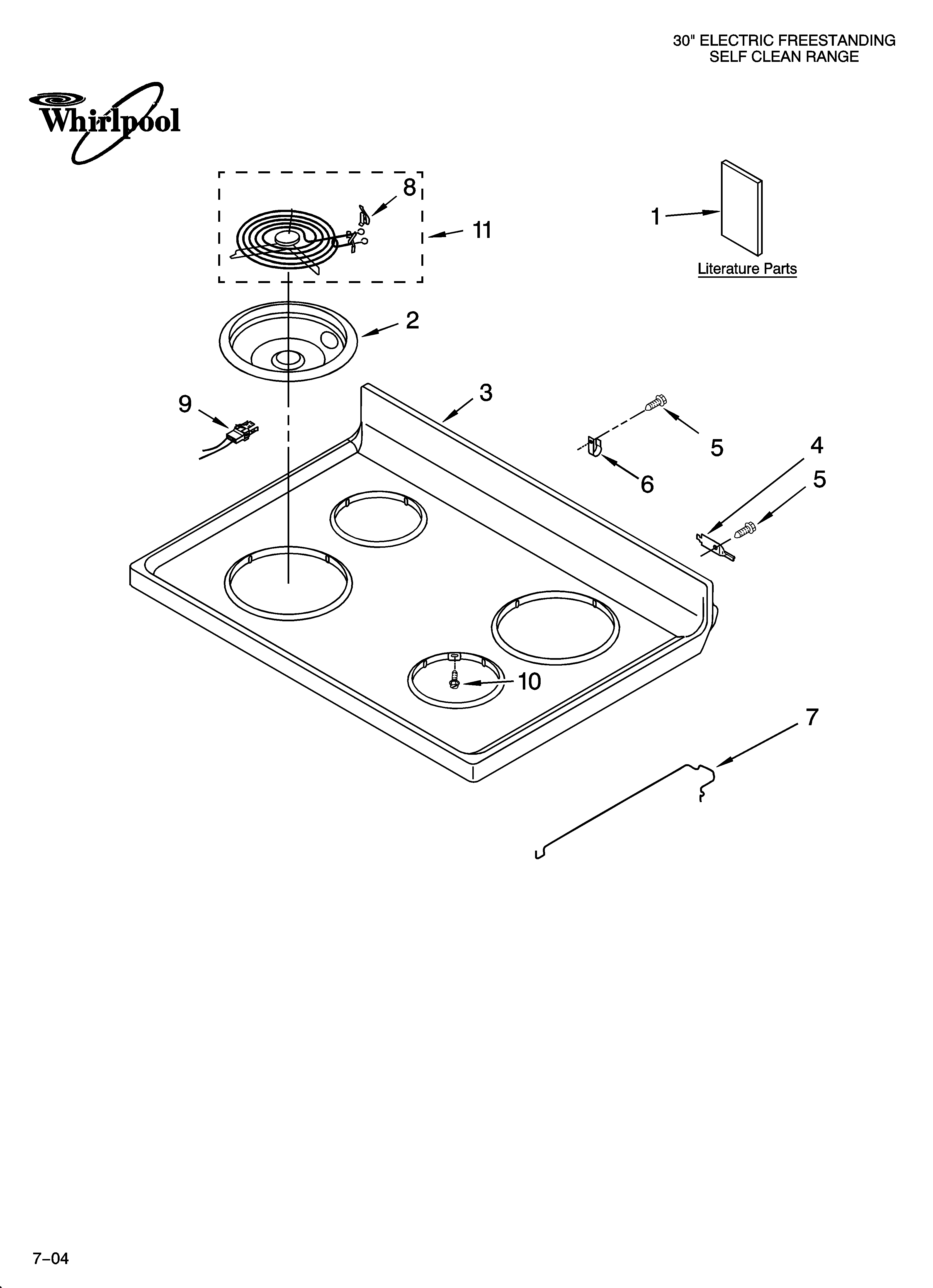 Whirlpool RF369LXPT0 cooktop parts diagram