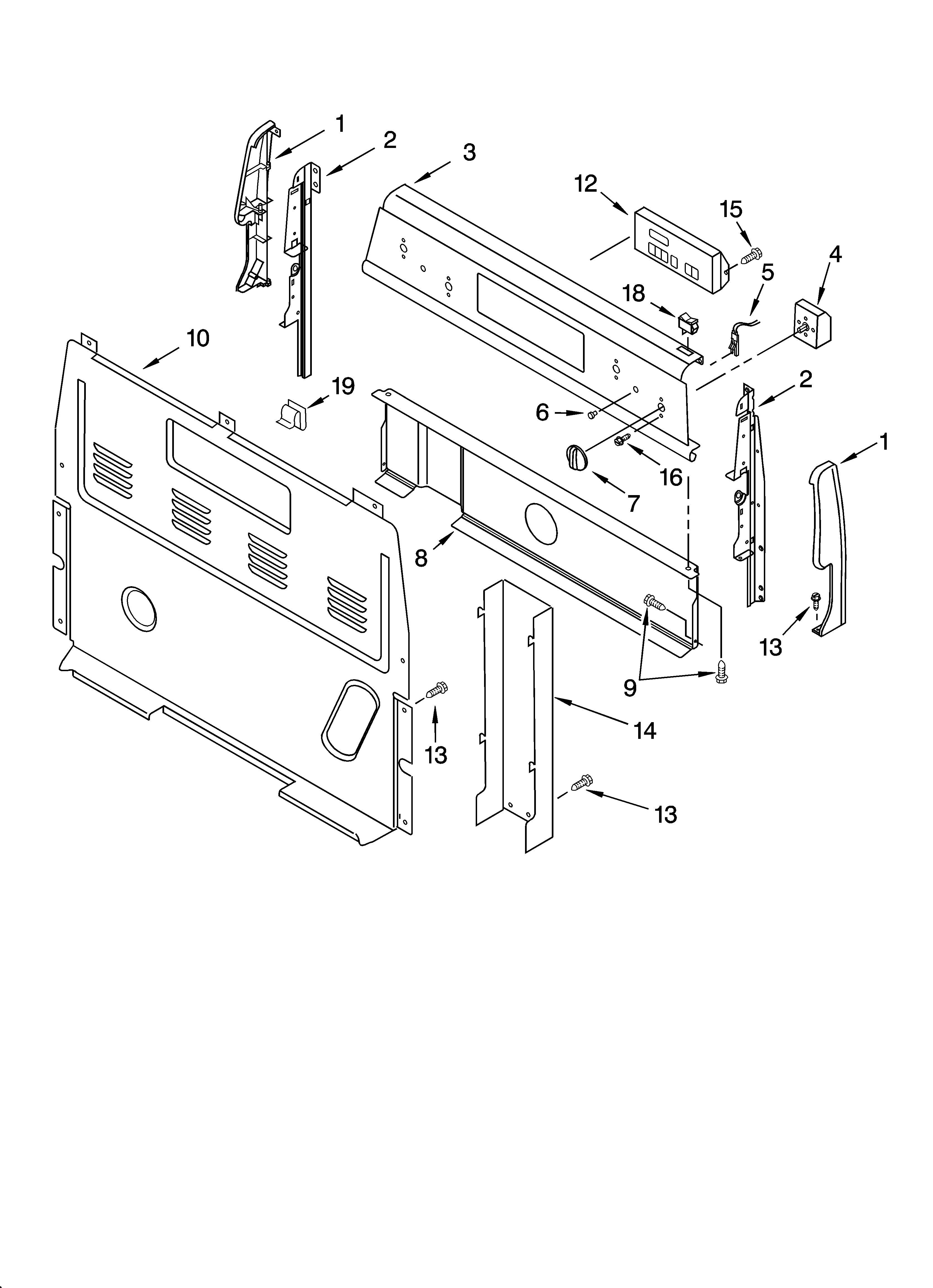 Whirlpool RF369LXPT0 control panel parts diagram