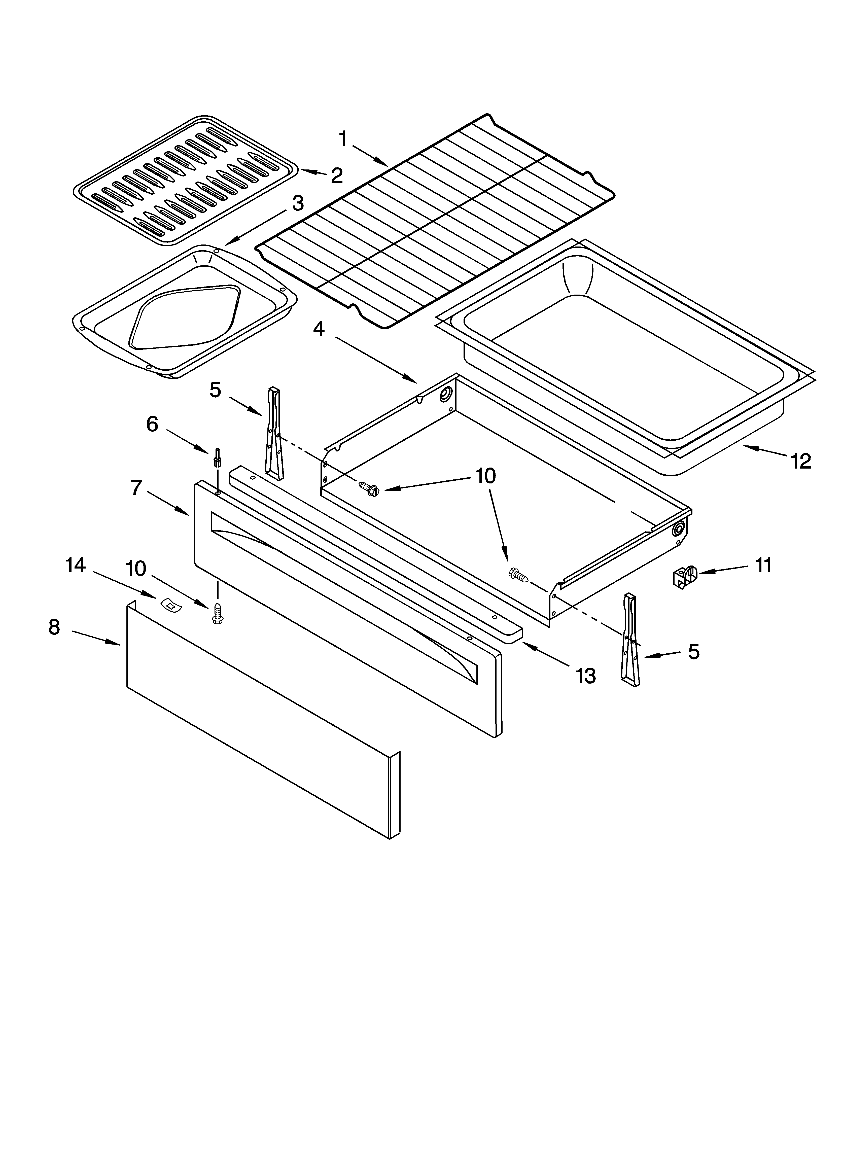 Whirlpool RF378LXPQ0 drawer & broiler parts, optional parts diagram