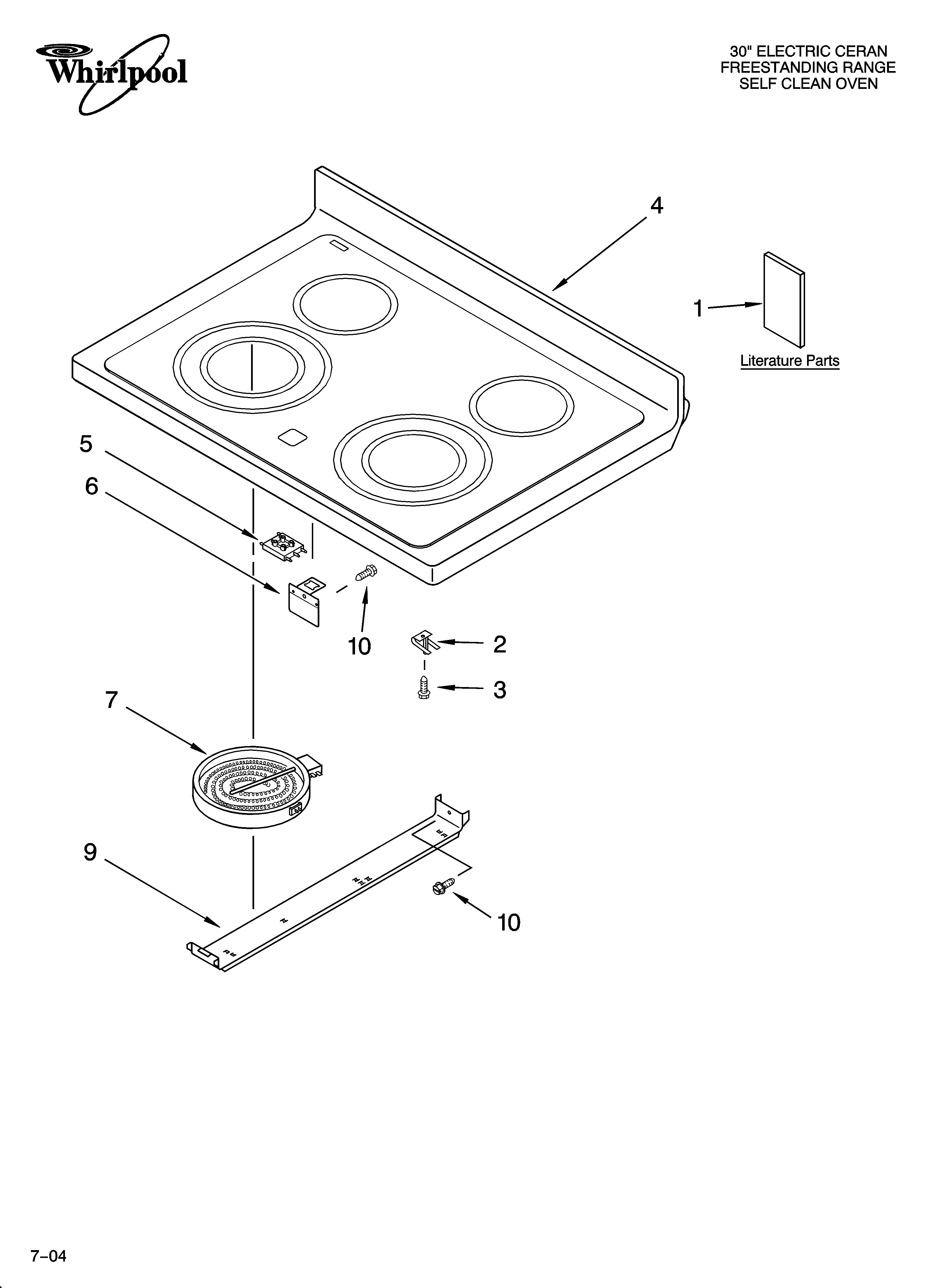 Whirlpool RF380LXPQ0 cooktop parts diagram