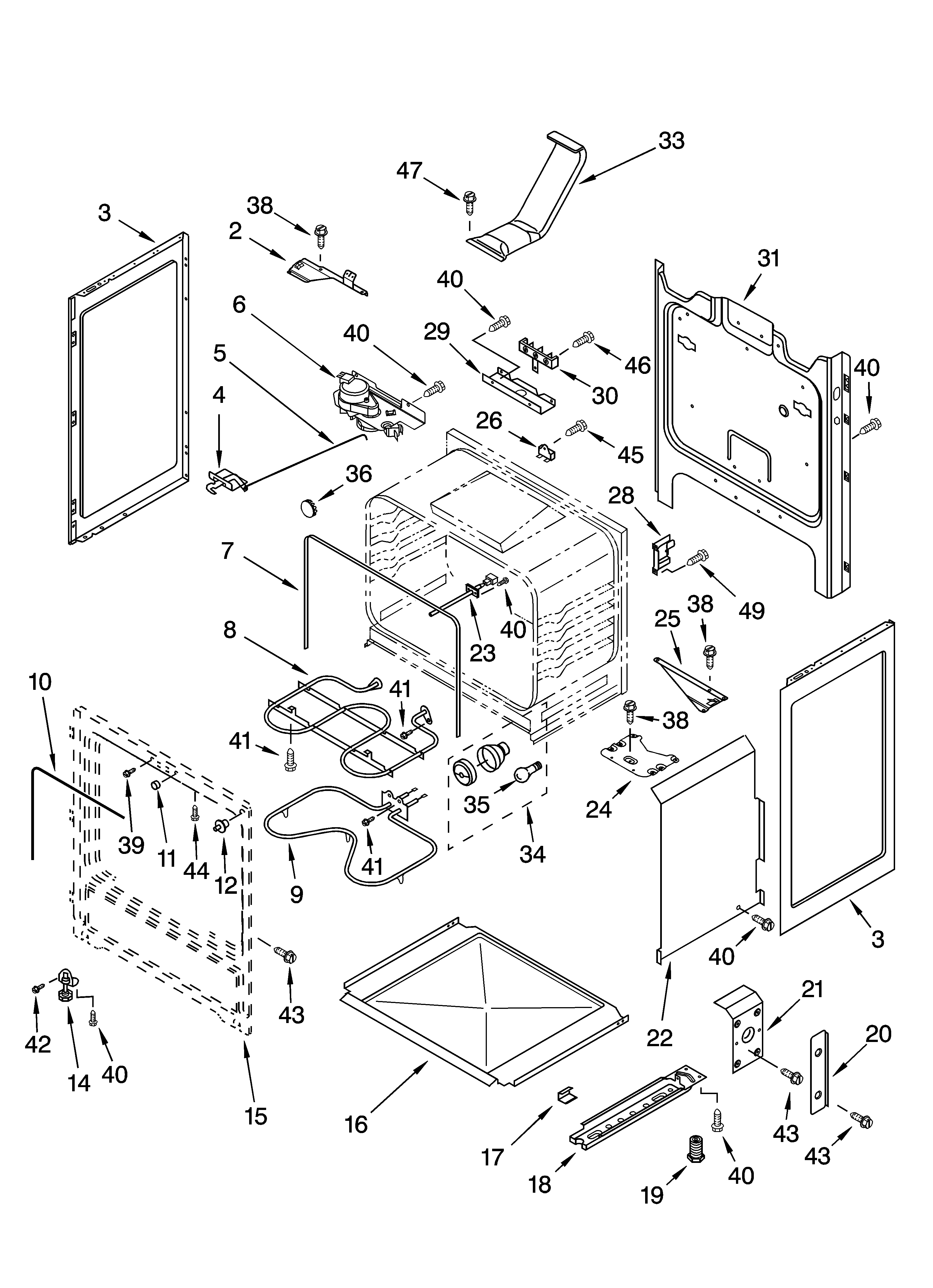 Whirlpool RF380LXPQ0 chassis parts diagram
