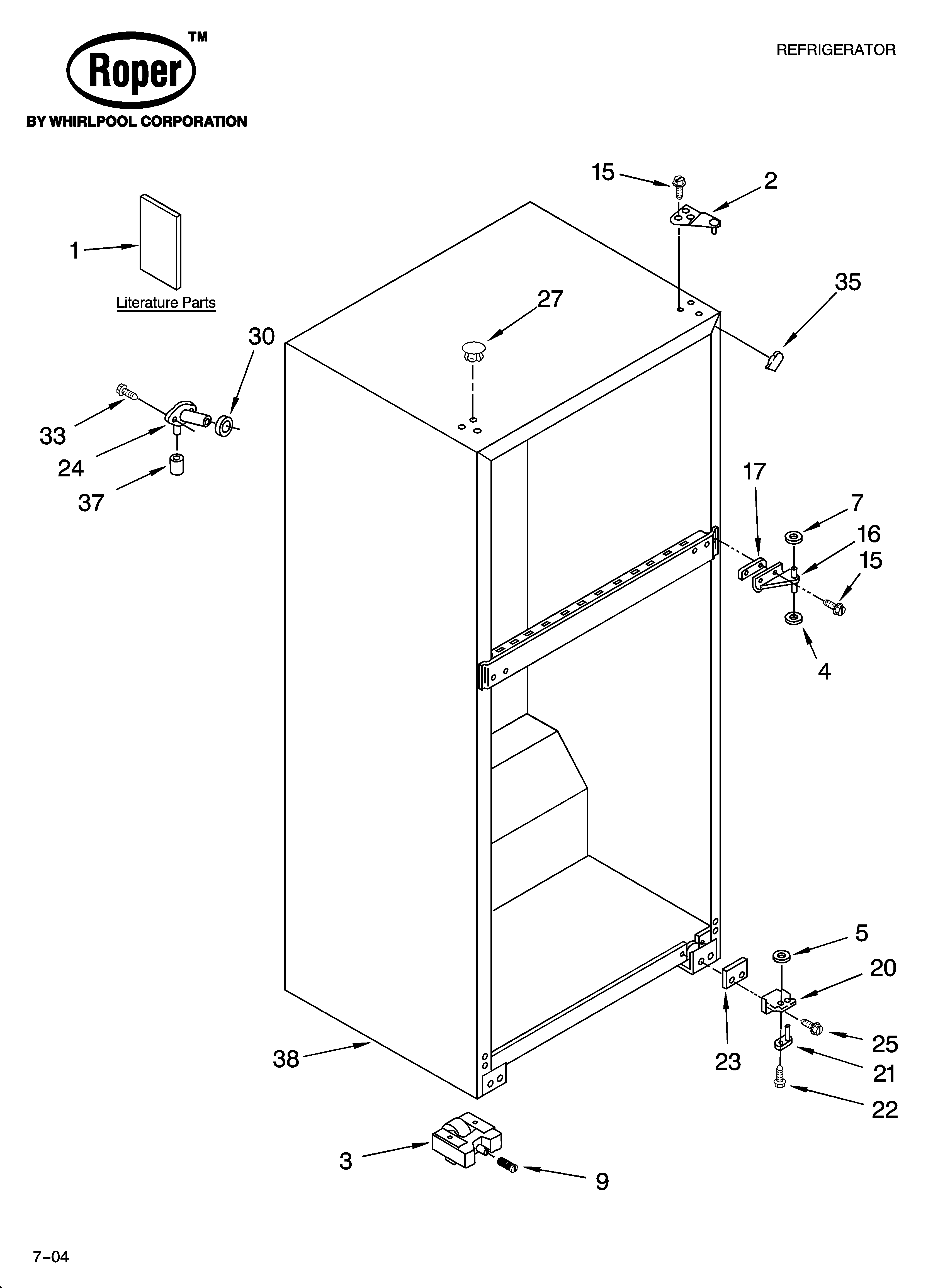 Roper RT14HDXPQ01 cabinet parts diagram