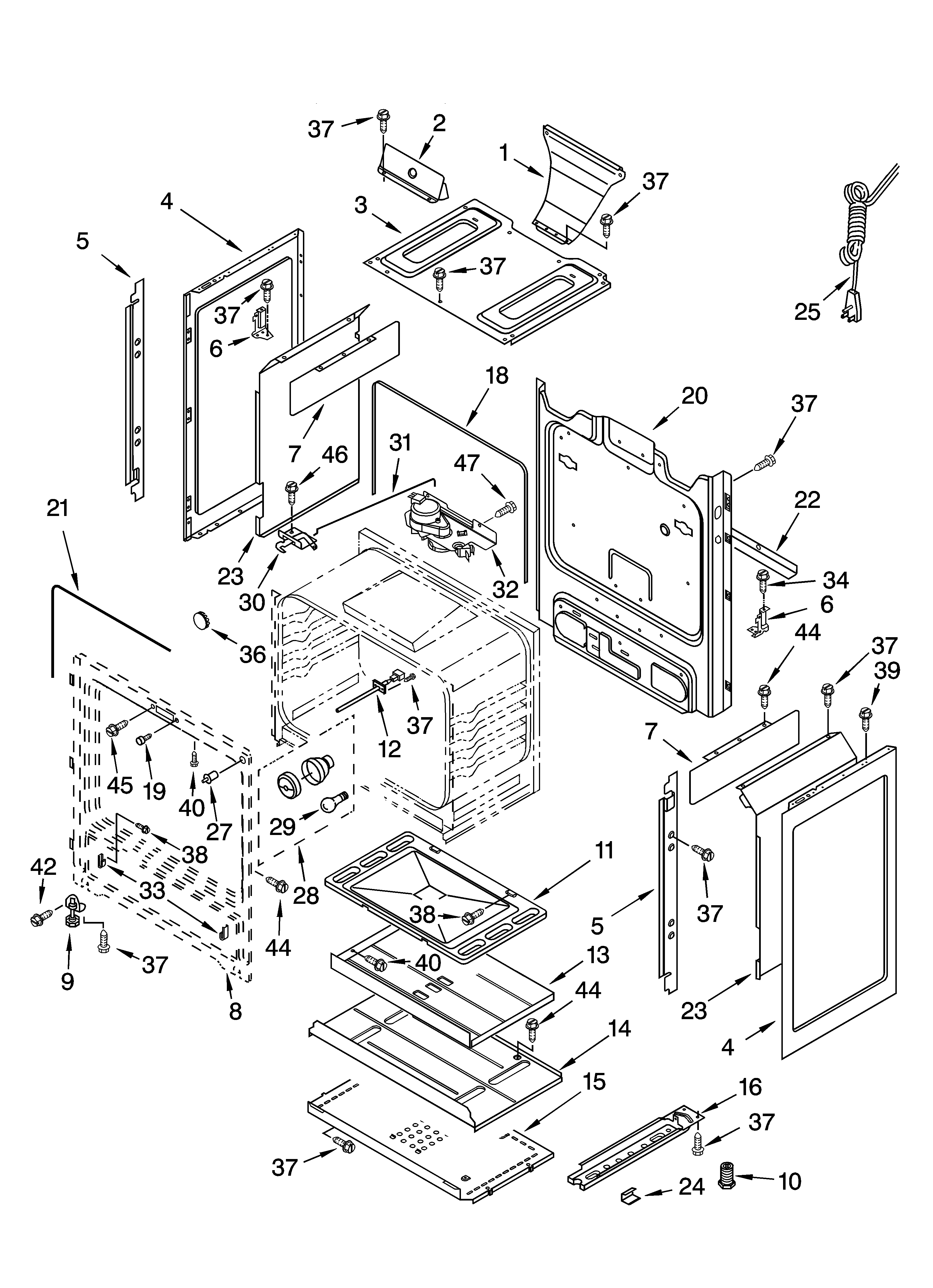 Whirlpool SF378LEPQ0 chassis parts diagram