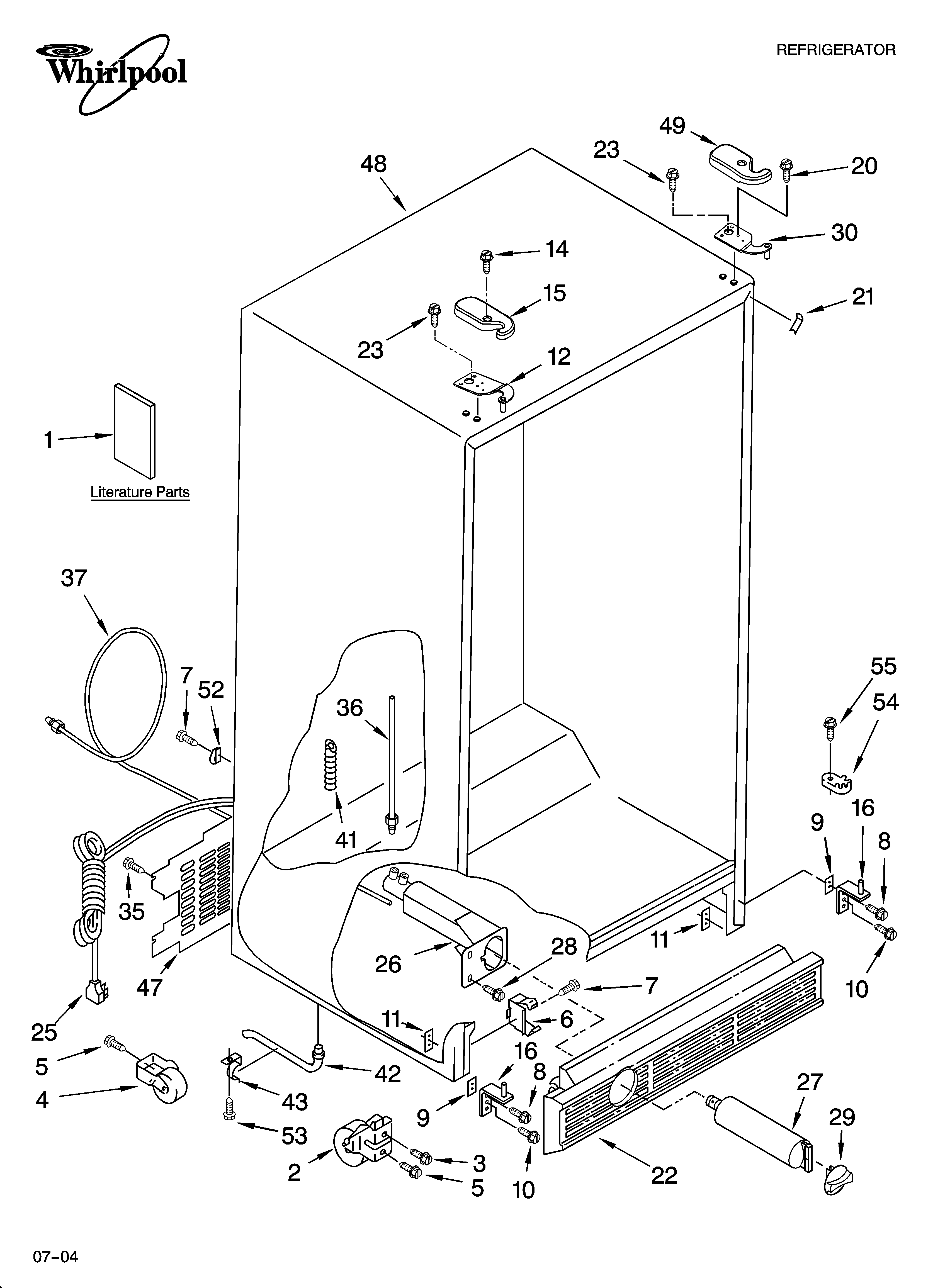 Whirlpool 5VGS3SHGKQ03 cabinet parts diagram
