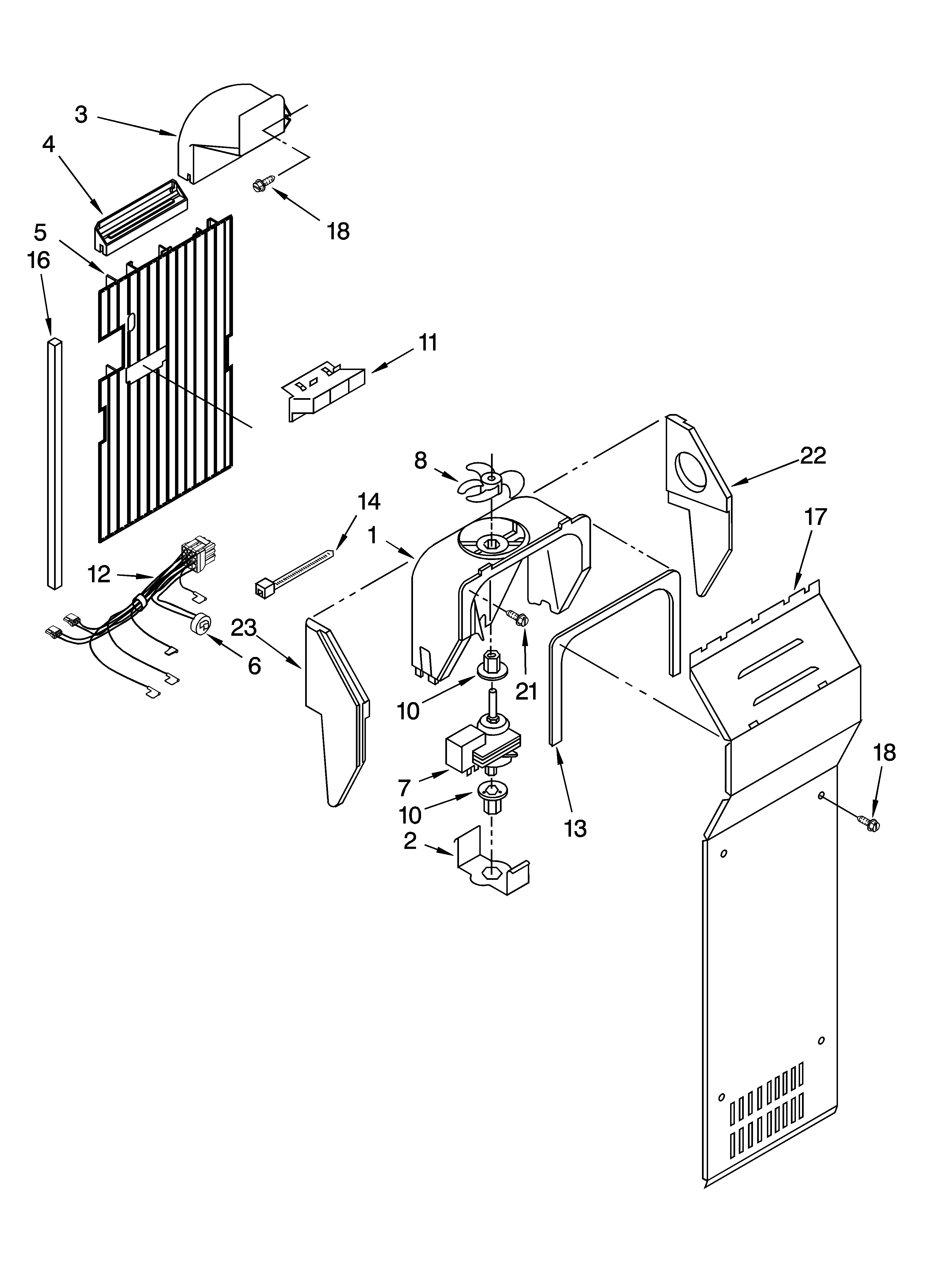 Whirlpool 5VGS3SHGKQ03 air flow parts diagram