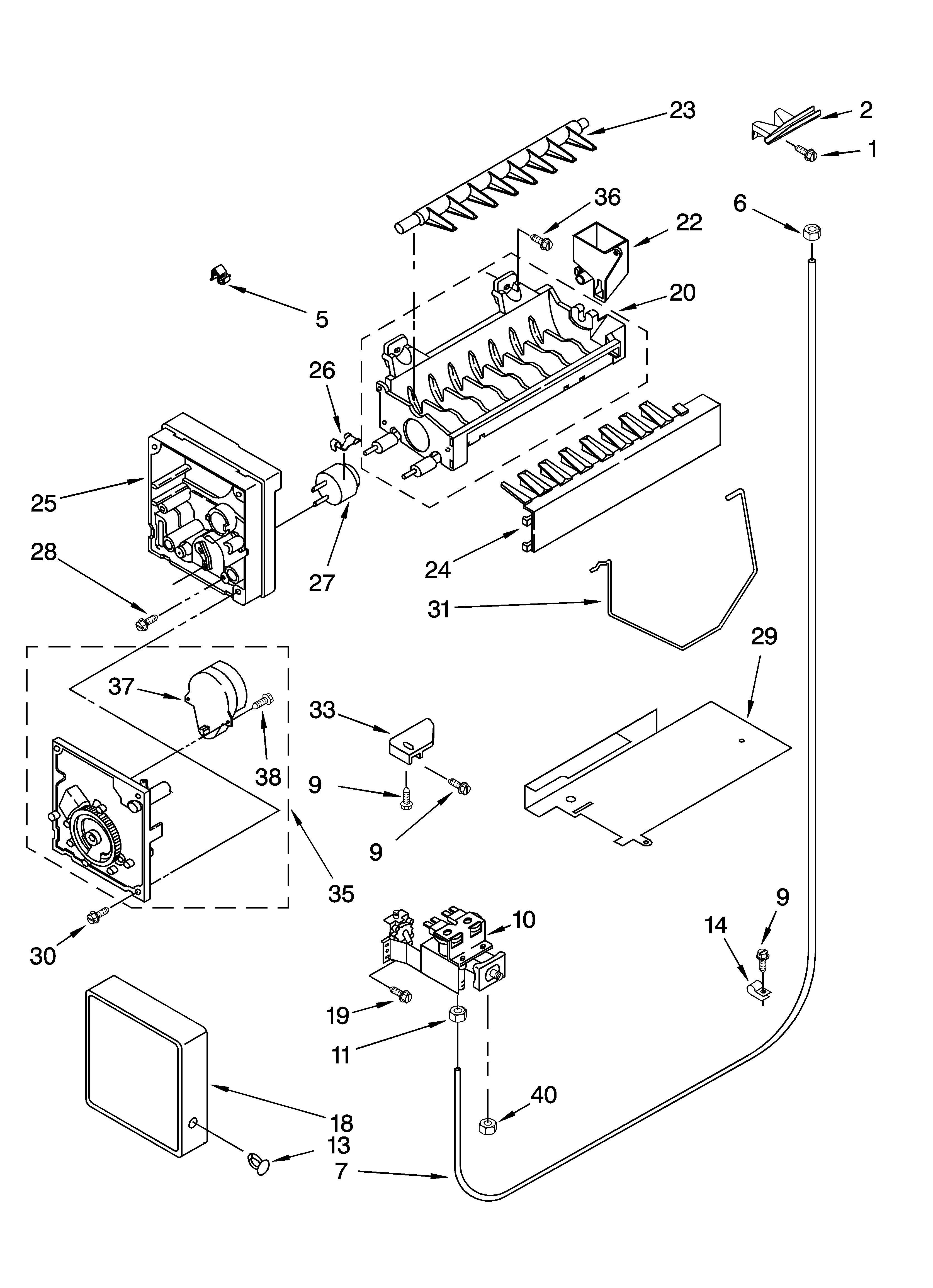 Whirlpool 5VGS3SHGKQ03 icemaker parts, optional parts diagram