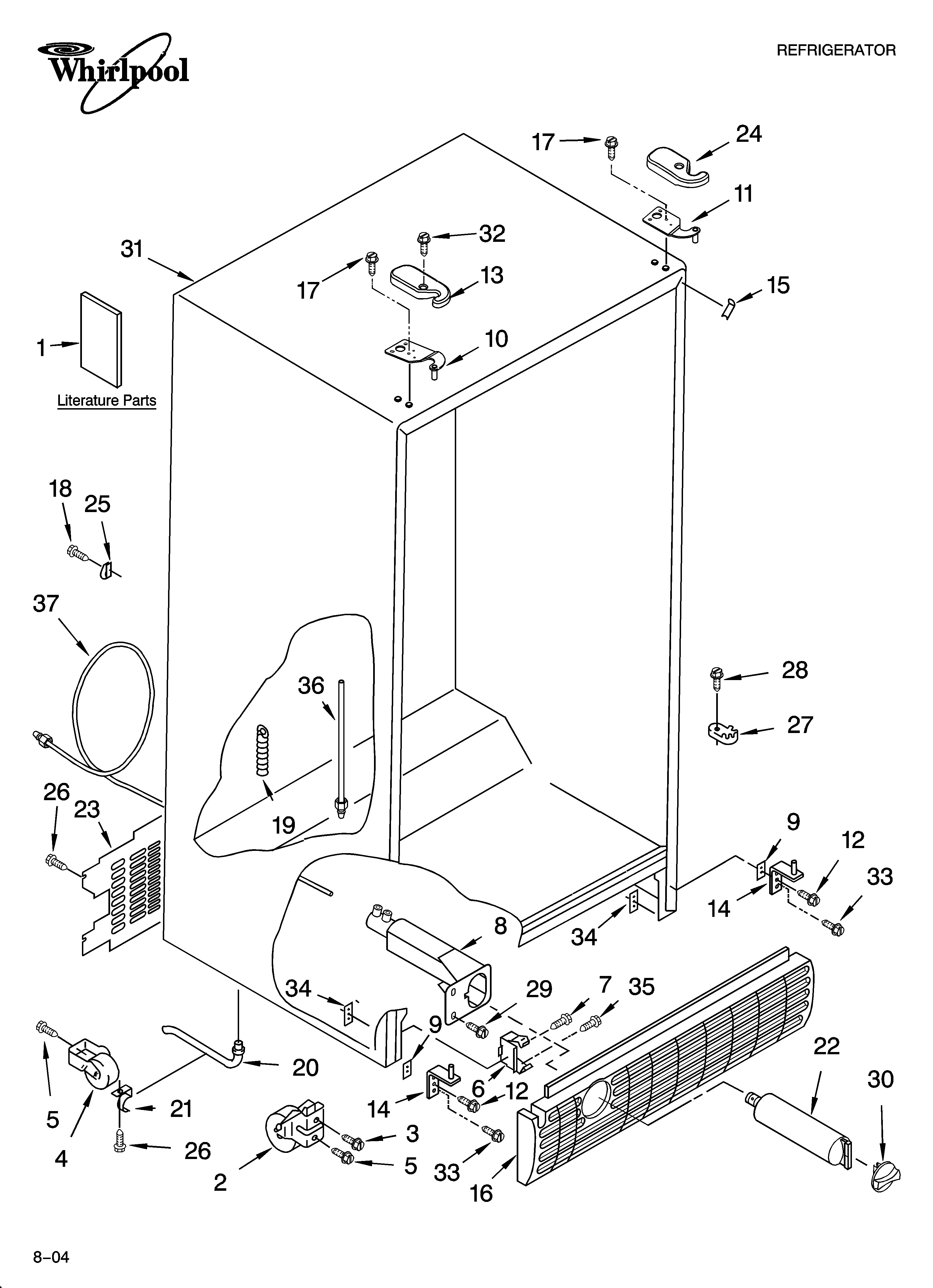Whirlpool 7GS2SHEXPL00 cabinet parts diagram