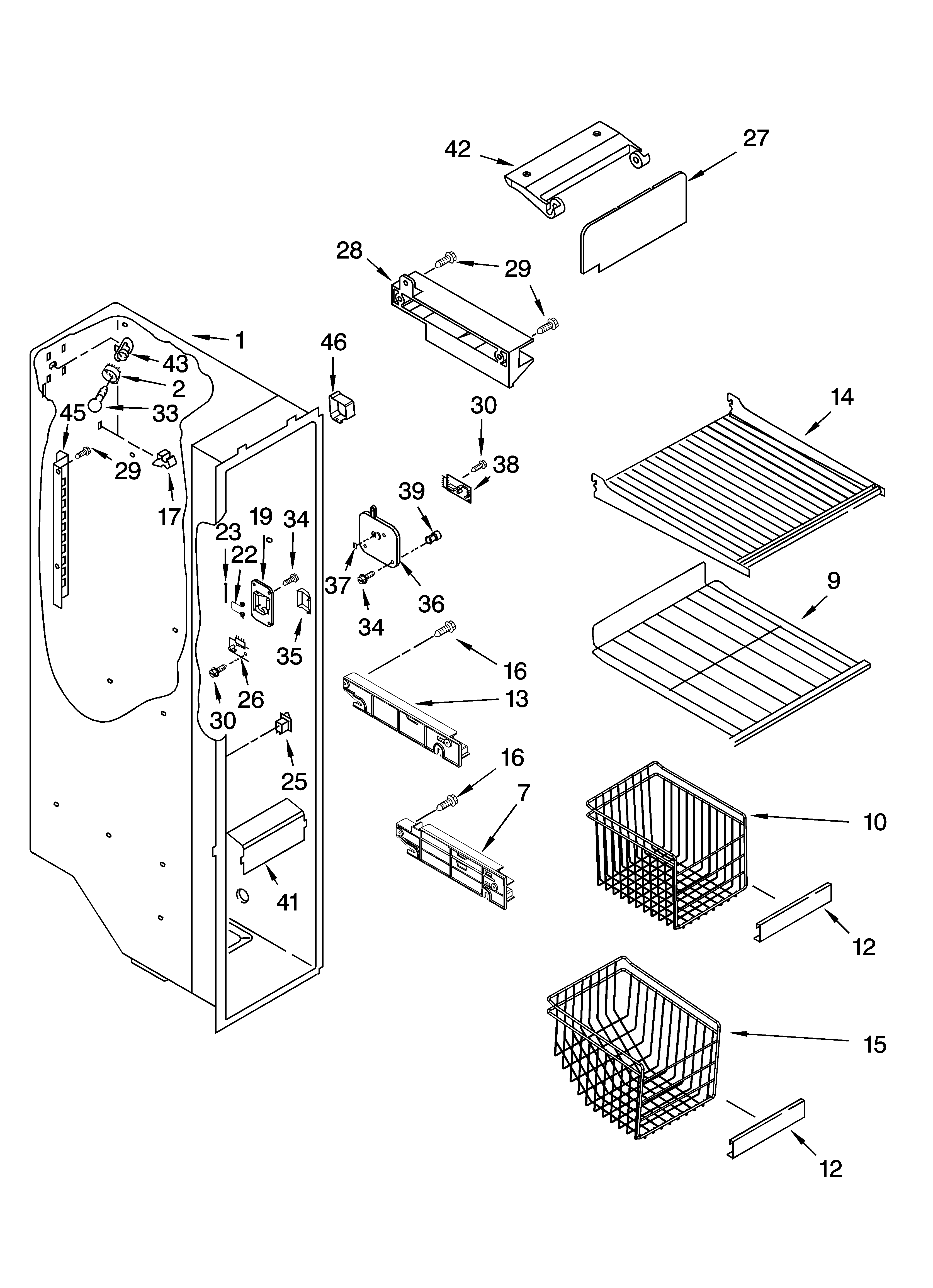 Whirlpool 7GS2SHEXPL00 freezer liner parts diagram