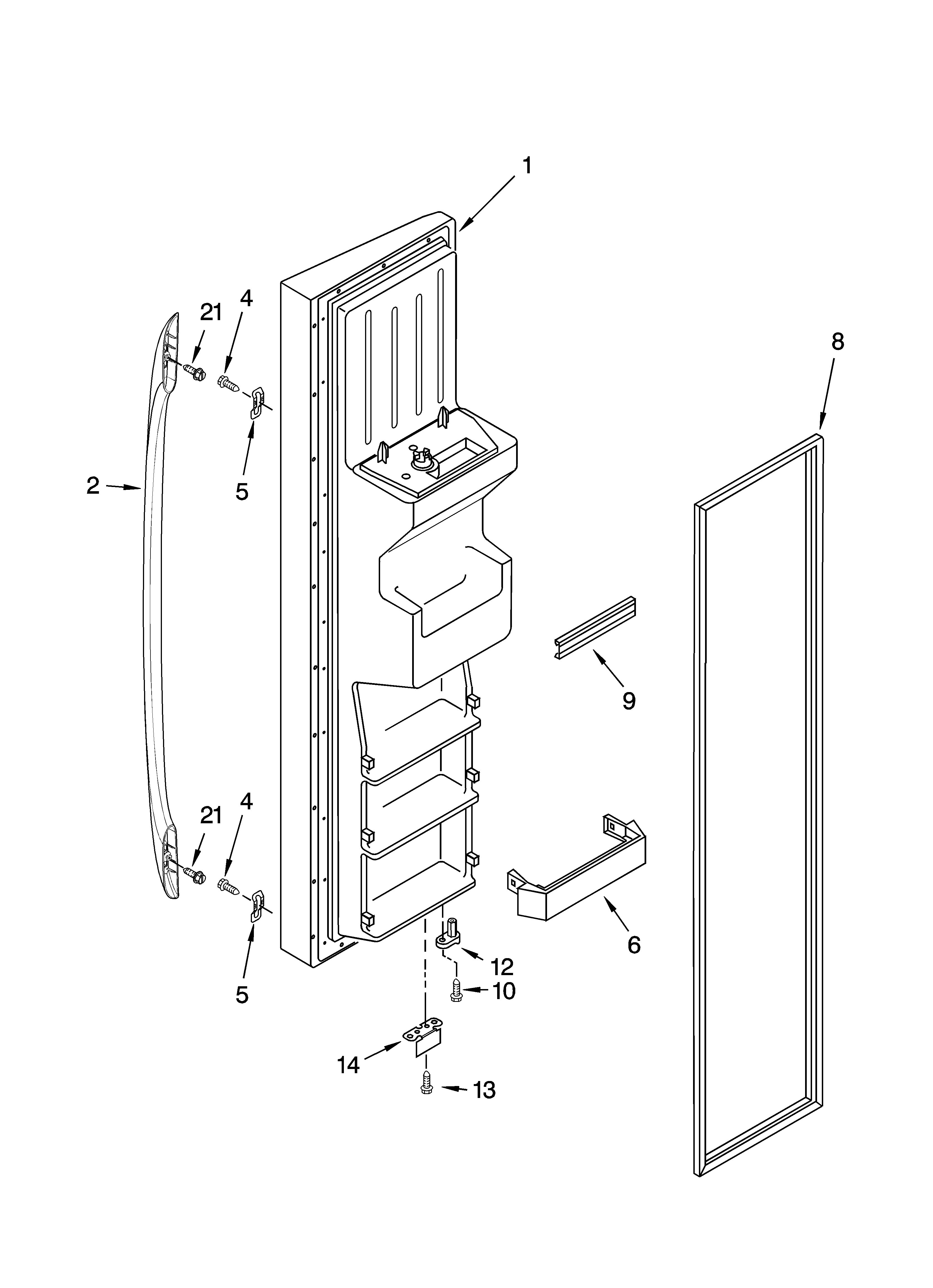 Whirlpool 7GS2SHEXPL00 freezer door parts diagram