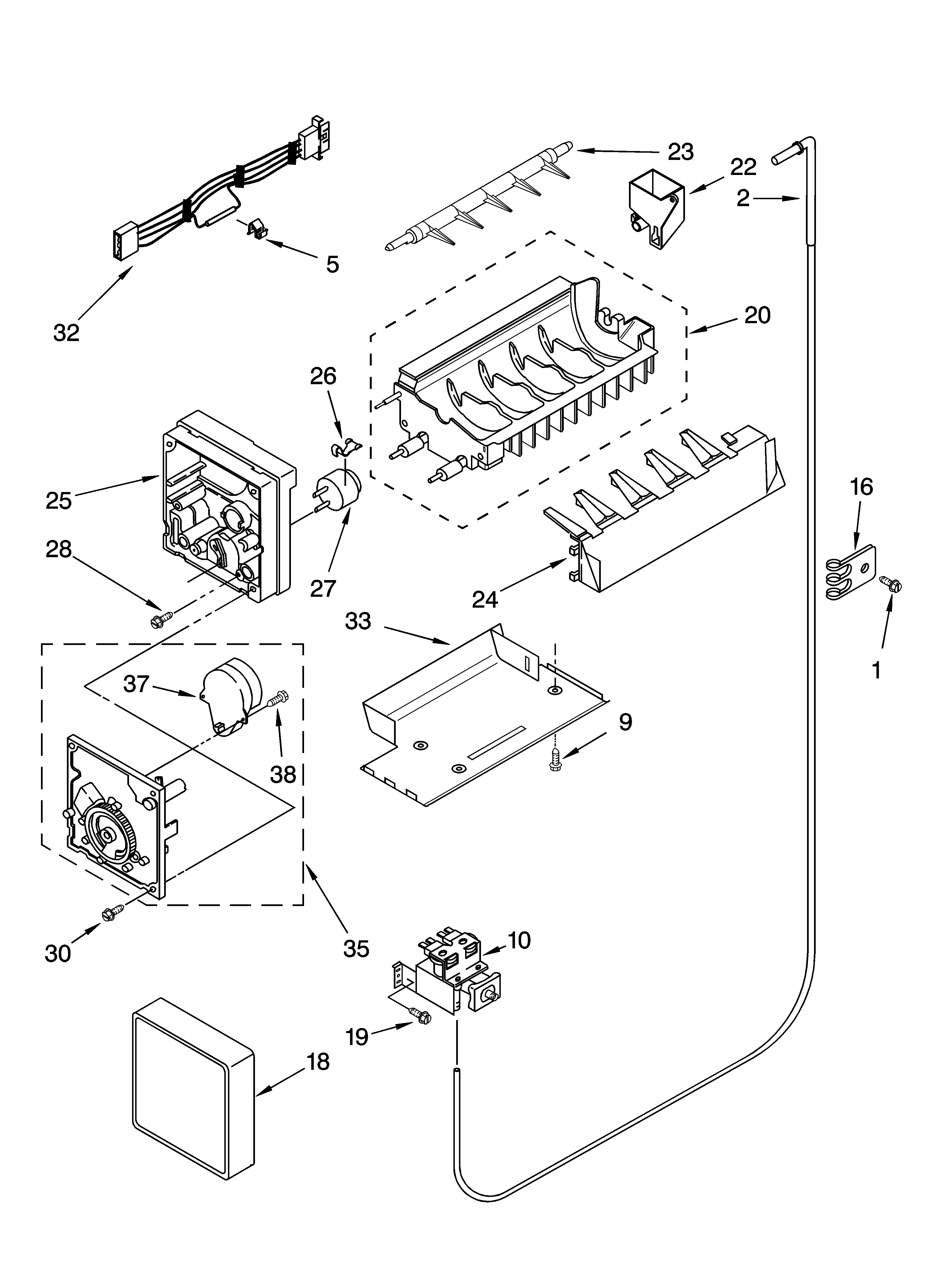 Whirlpool 7GS2SHEXPL00 icemaker parts diagram
