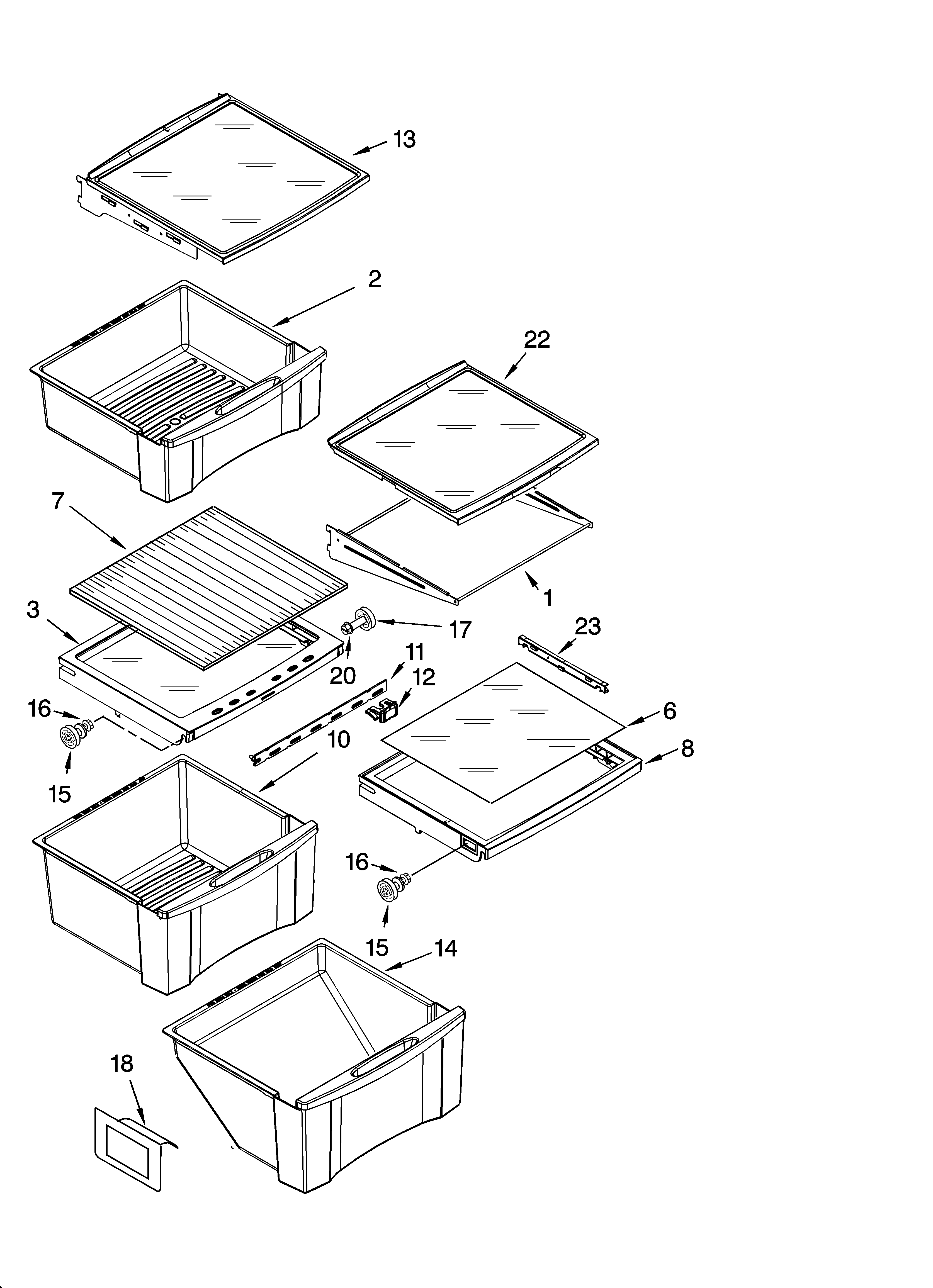 Whirlpool 7GS6SHEXPQ00 refrigerator shelf parts diagram