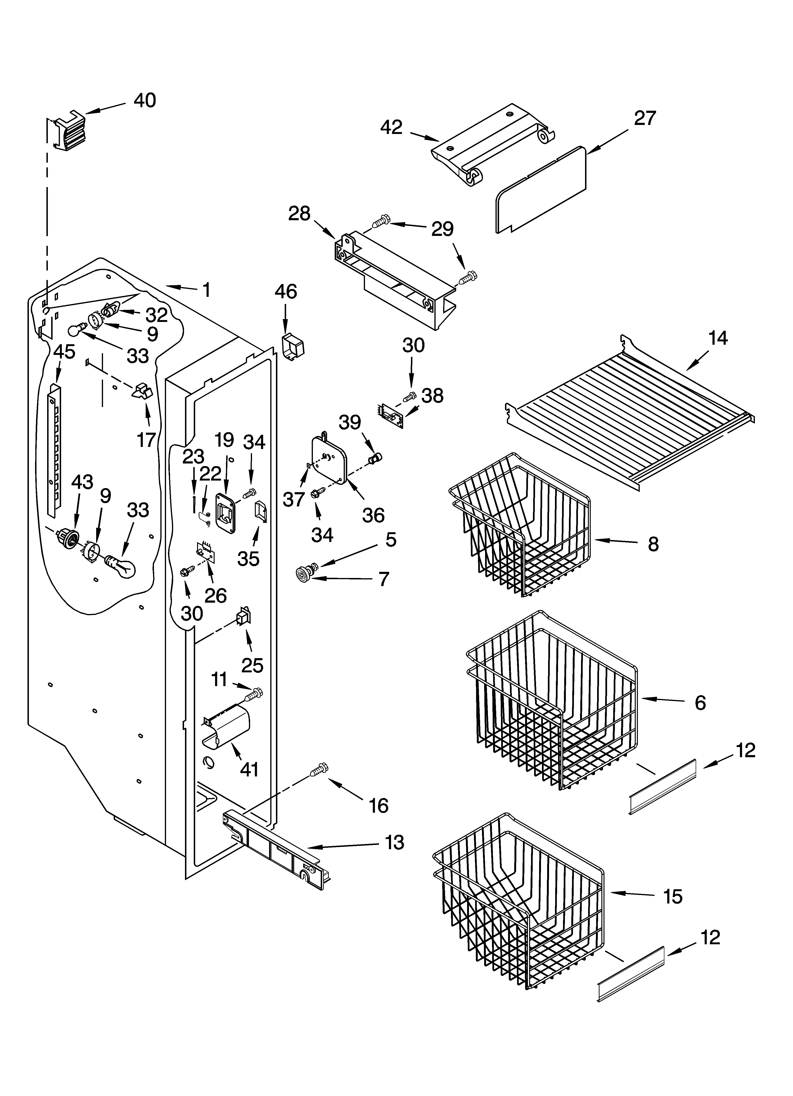 Whirlpool 7GS6SHEXPQ00 freezer liner parts diagram