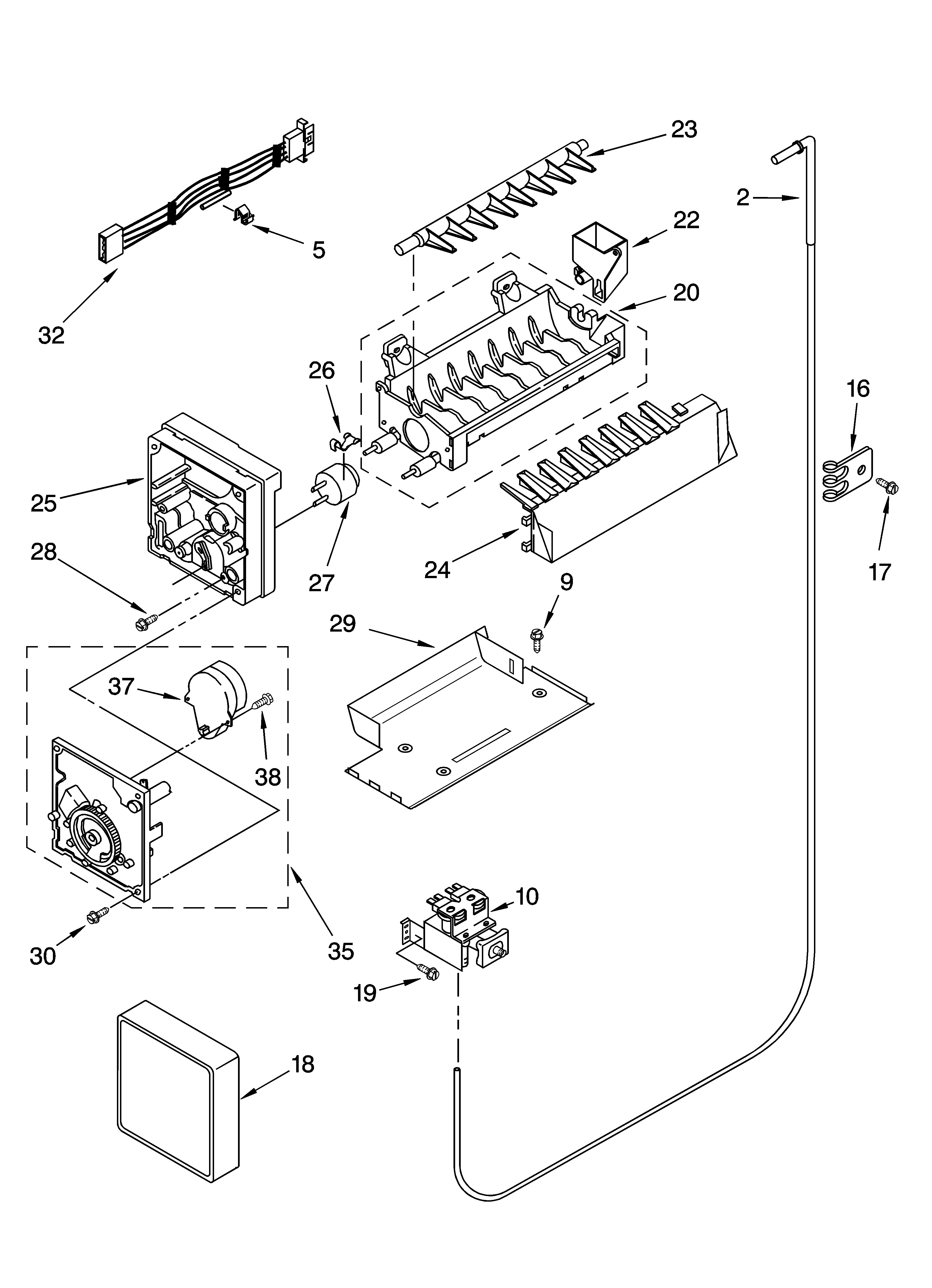 Whirlpool 7GS6SHEXPQ00 icemaker parts, optional parts diagram