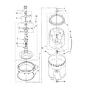 Whirlpool 7MLSR8534PQ0 agitator, basket and tub parts diagram