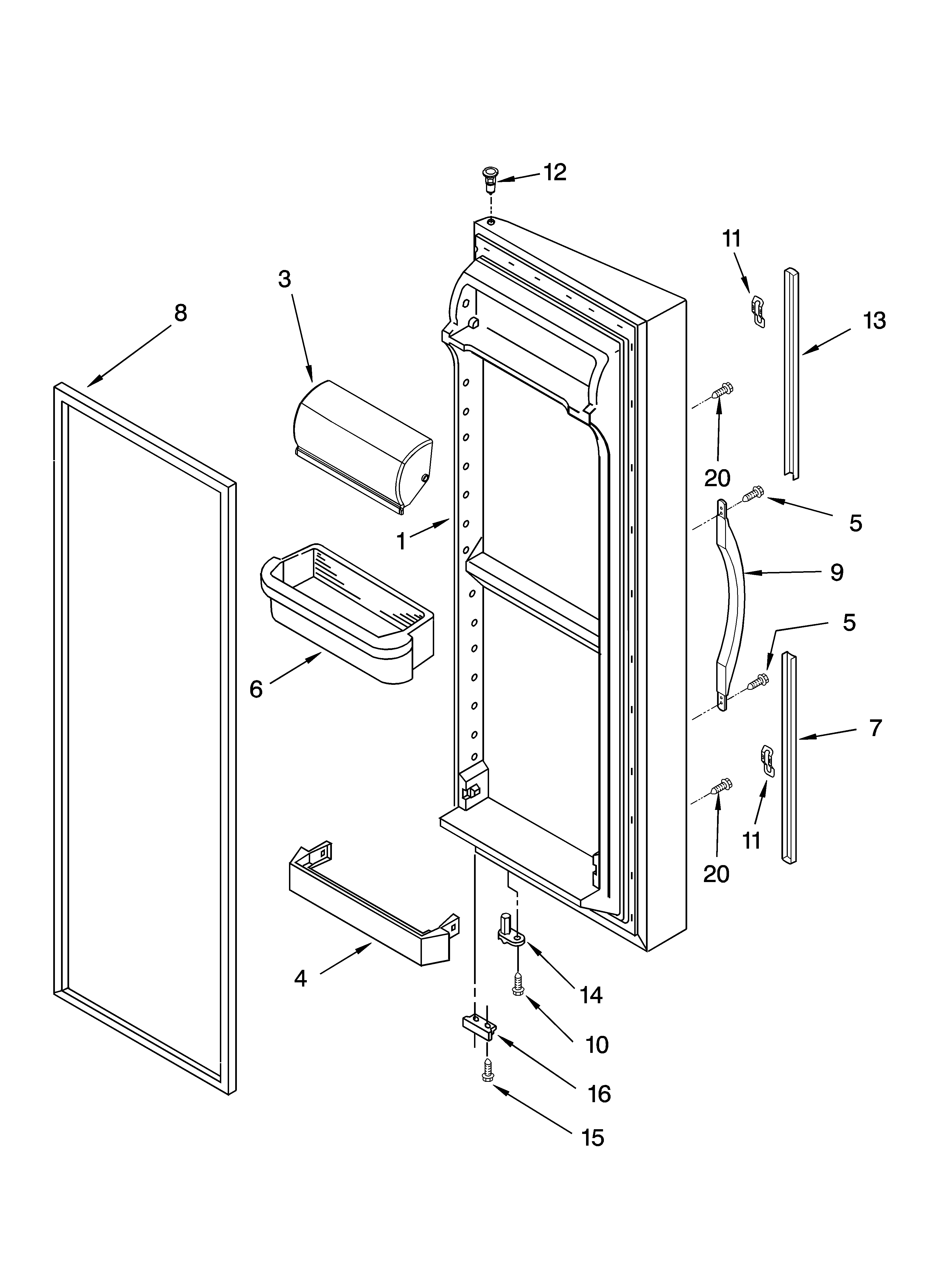 Kirkland 7SS25HFXMS00 refrigerator door parts diagram
