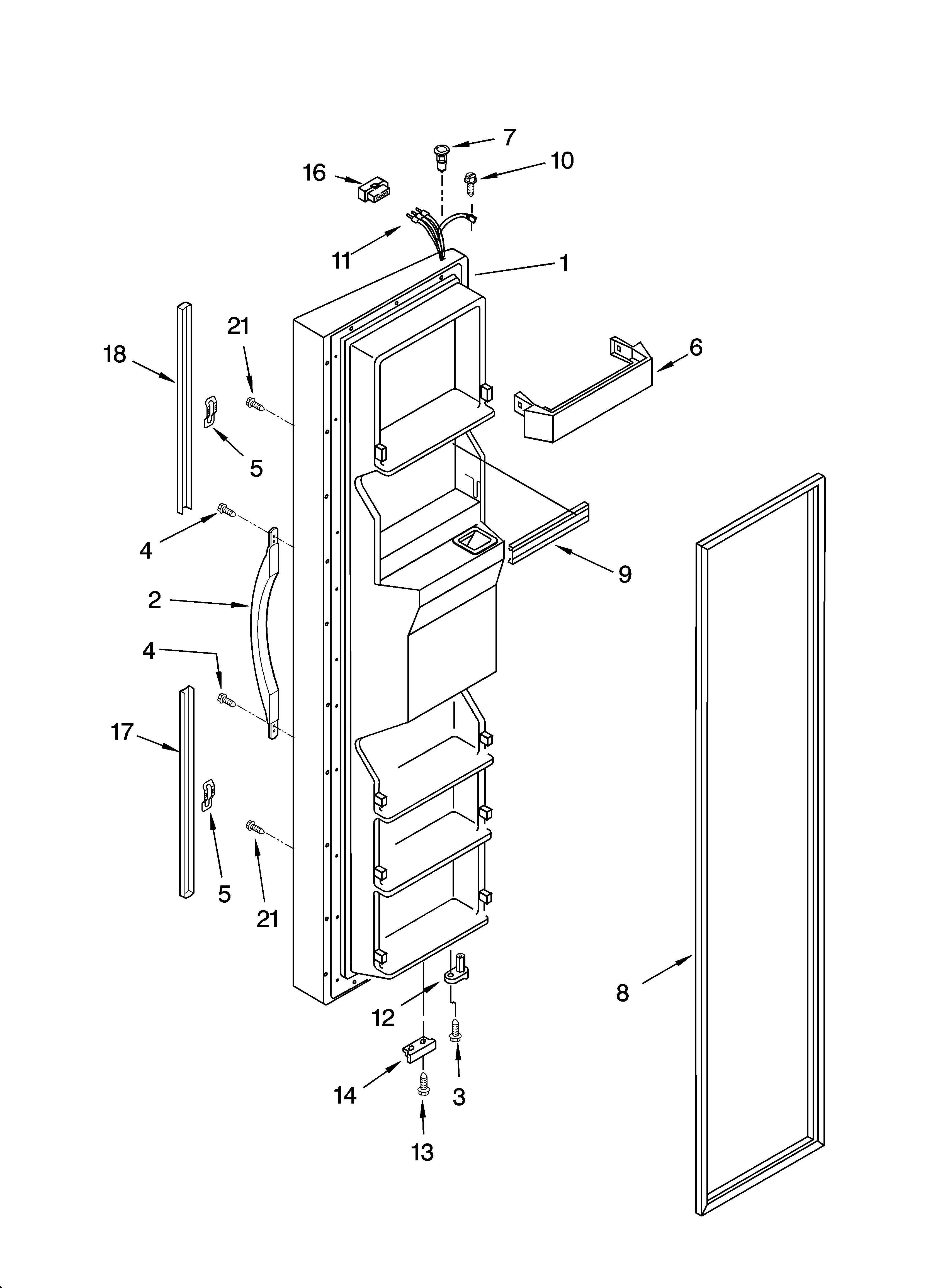 Kirkland 7SS25HFXMS00 freezer door parts diagram