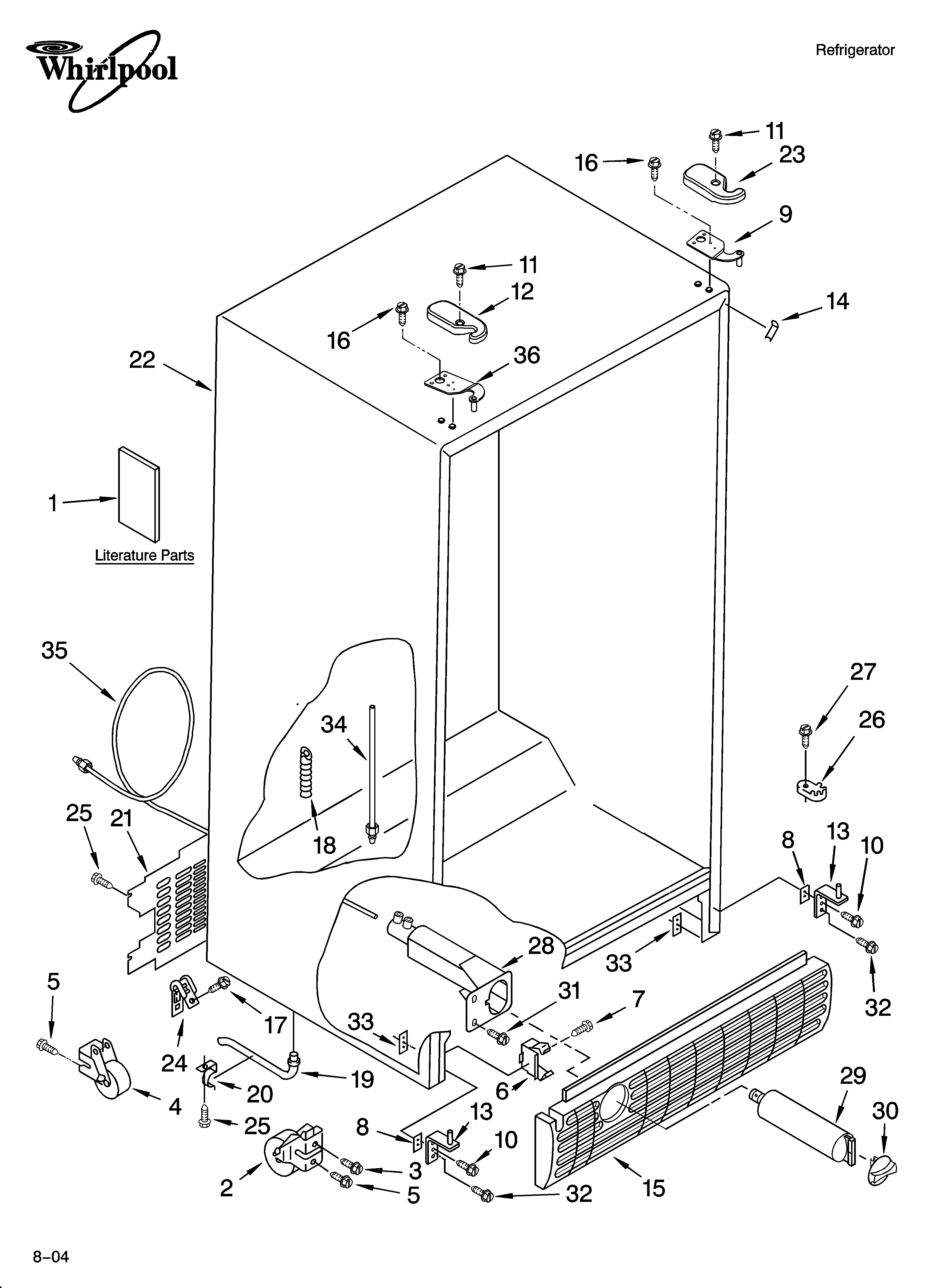 Whirlpool ED5SHAXNT01 cabinet parts diagram