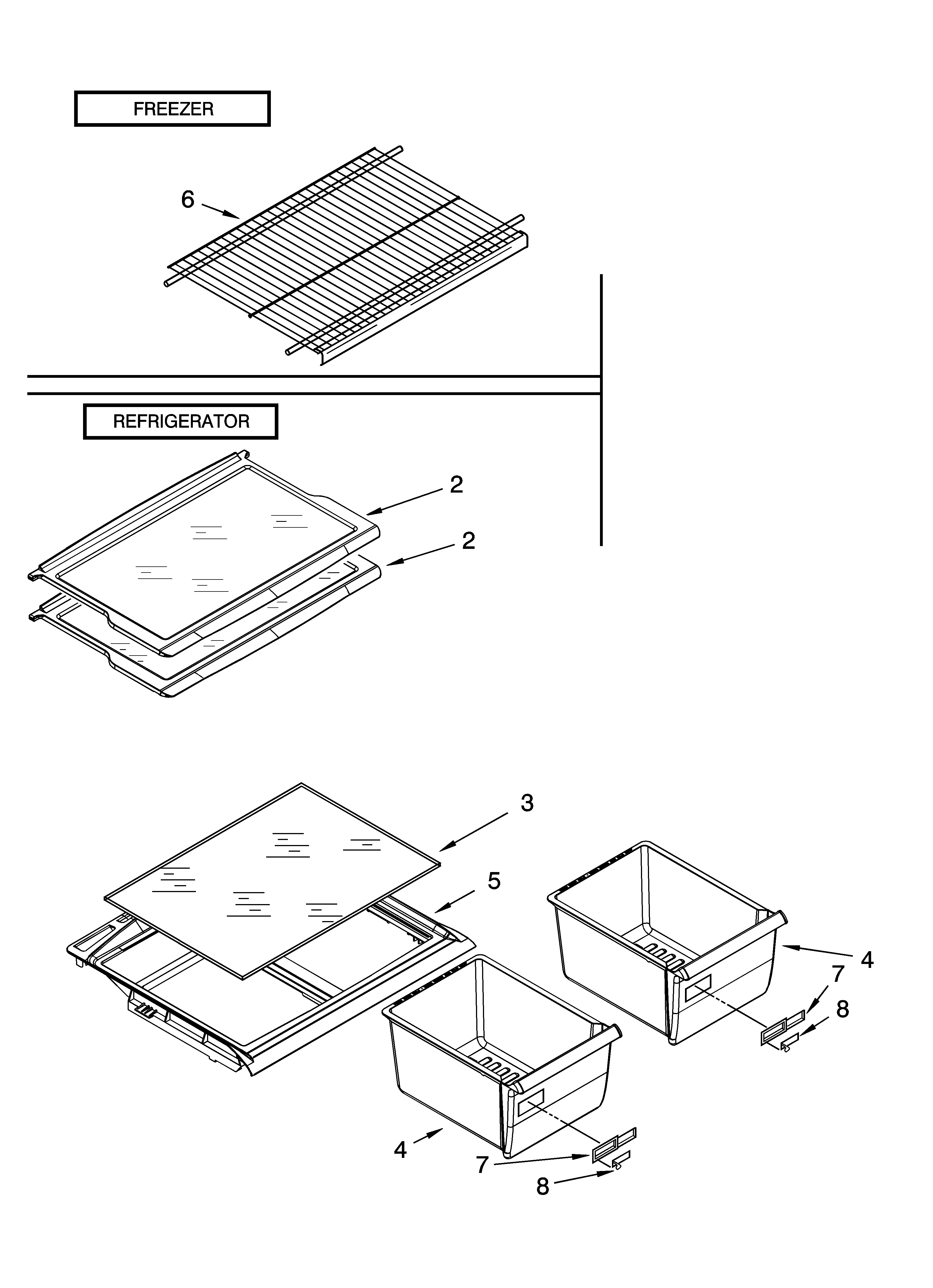 Whirlpool ER8GHKXMQ02 shelf parts, optional parts diagram