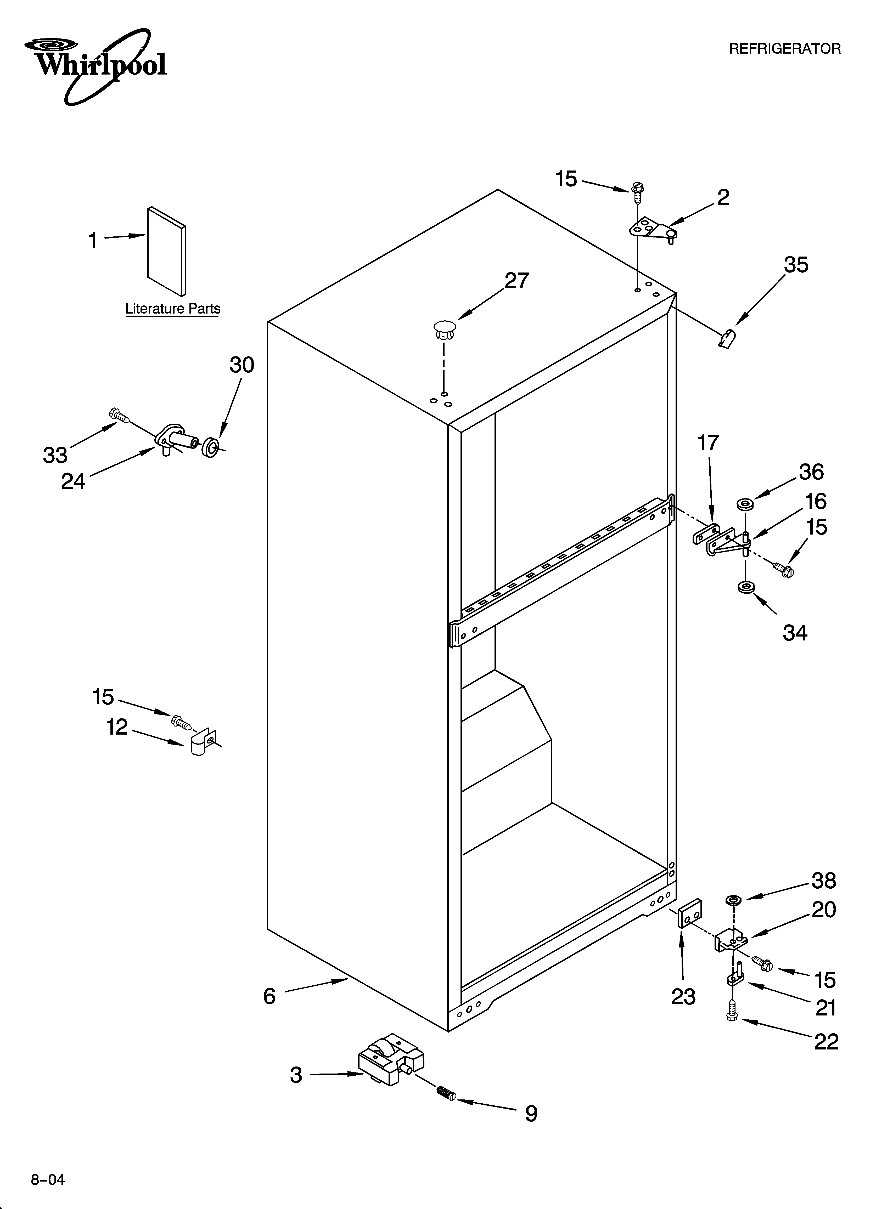 Whirlpool ET8AHMXPQ01 cabinet parts diagram