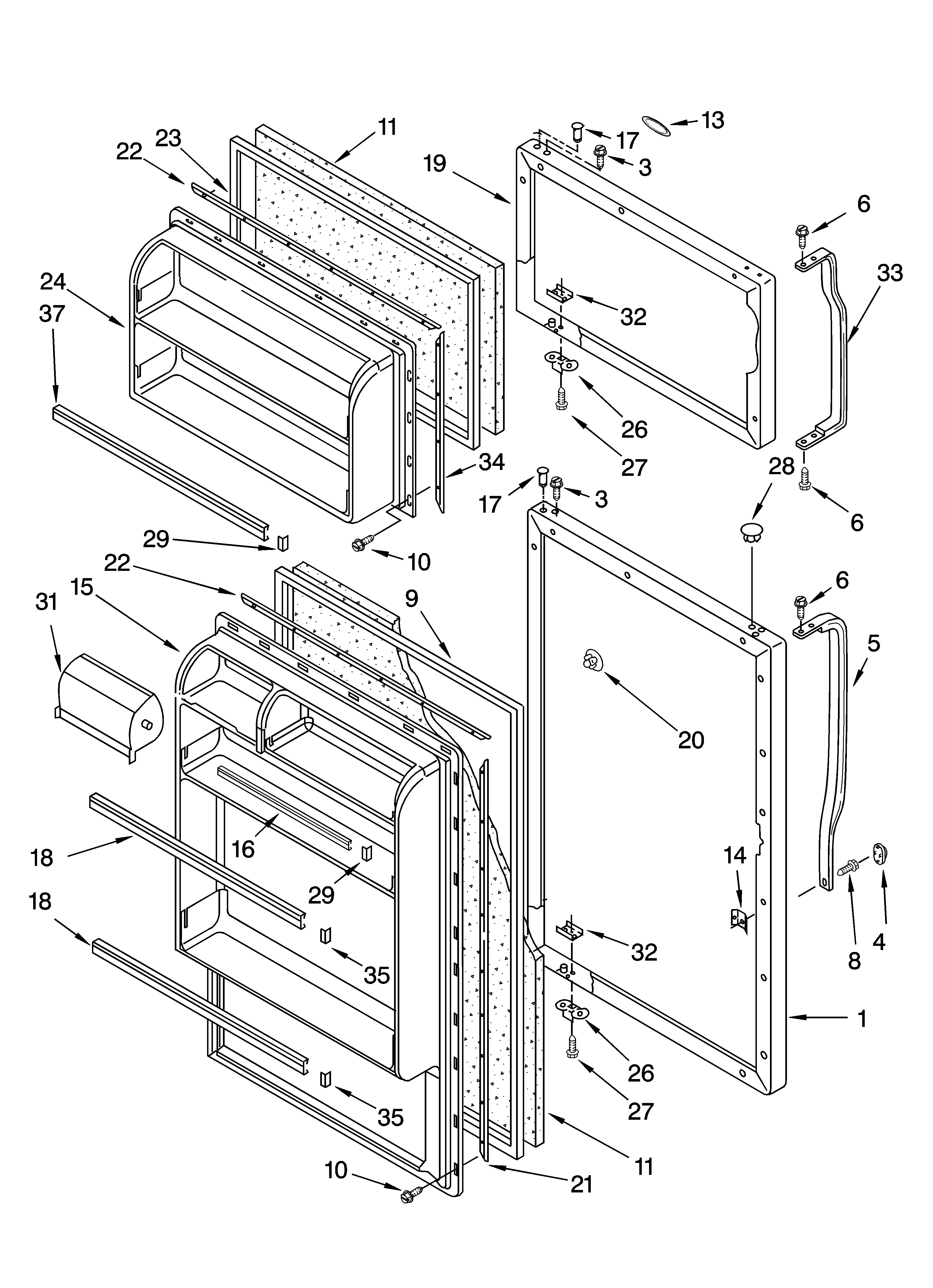 Whirlpool ET8AHMXPQ01 door parts diagram