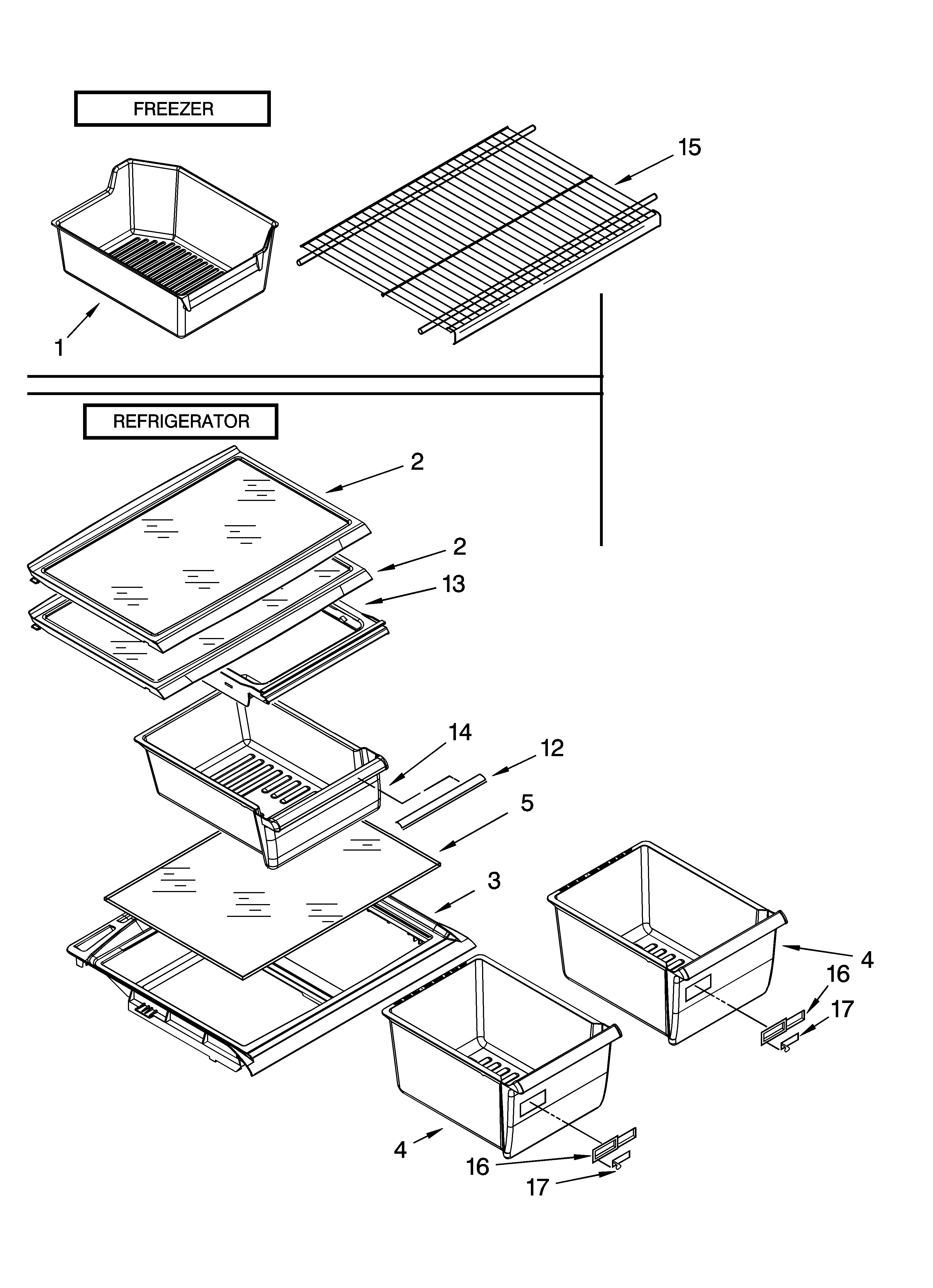Whirlpool ET8AHMXPQ01 shelf parts, optional parts diagram