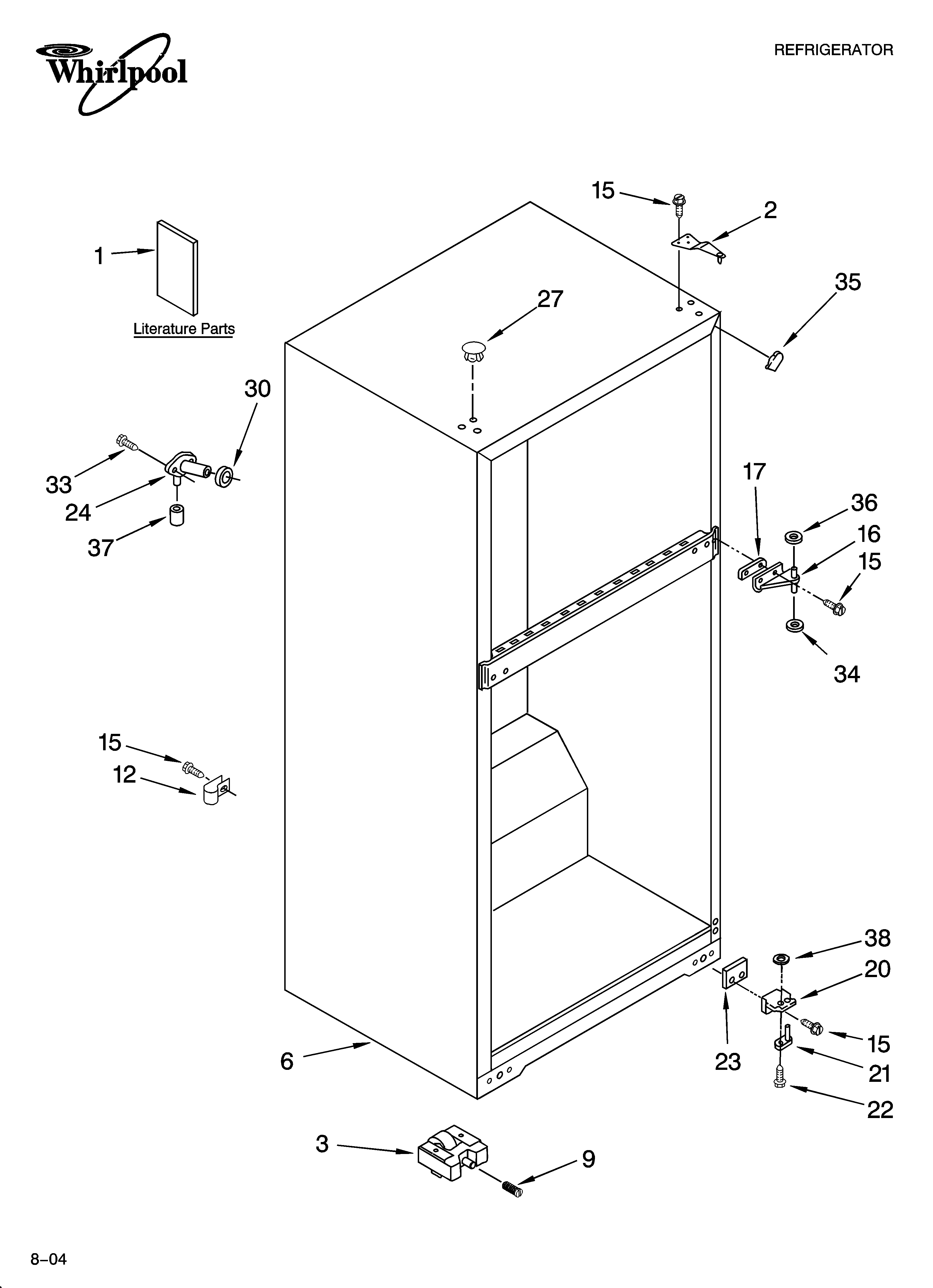 Whirlpool ET8BPKXKT02 cabinet parts diagram