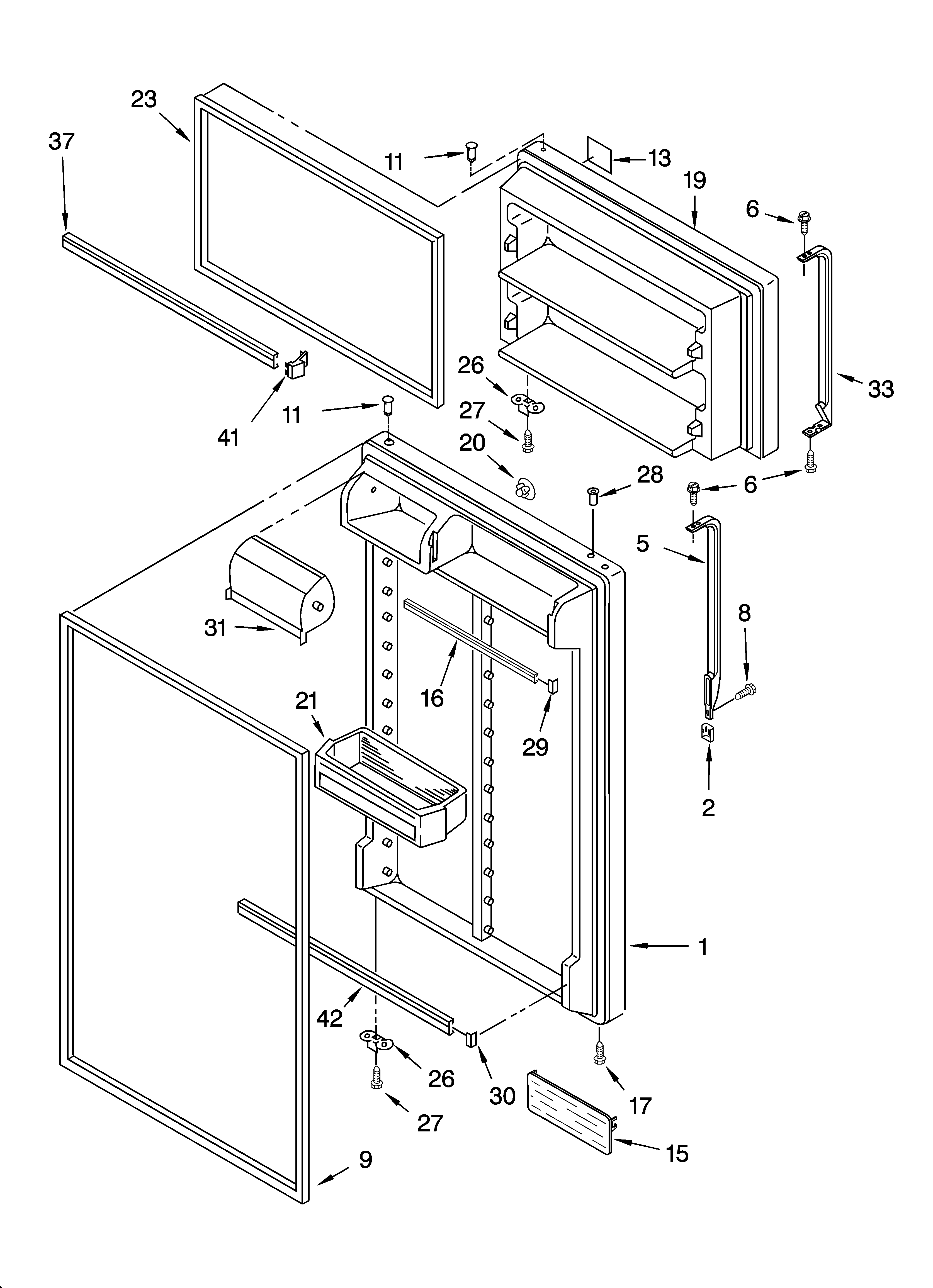Whirlpool ET8RHMXKT05 door parts diagram