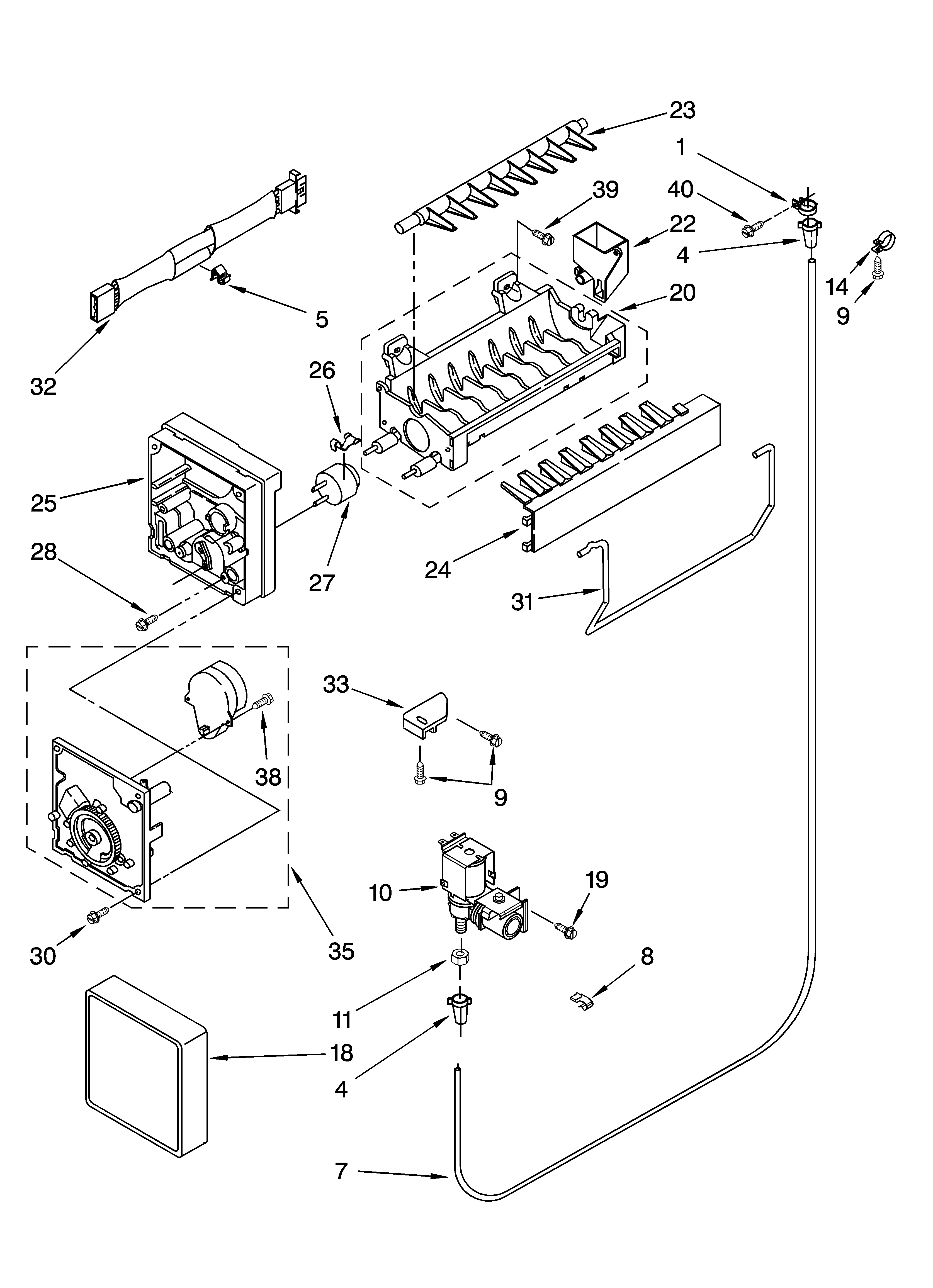 Whirlpool ET8RHMXKT05 icemaker parts diagram