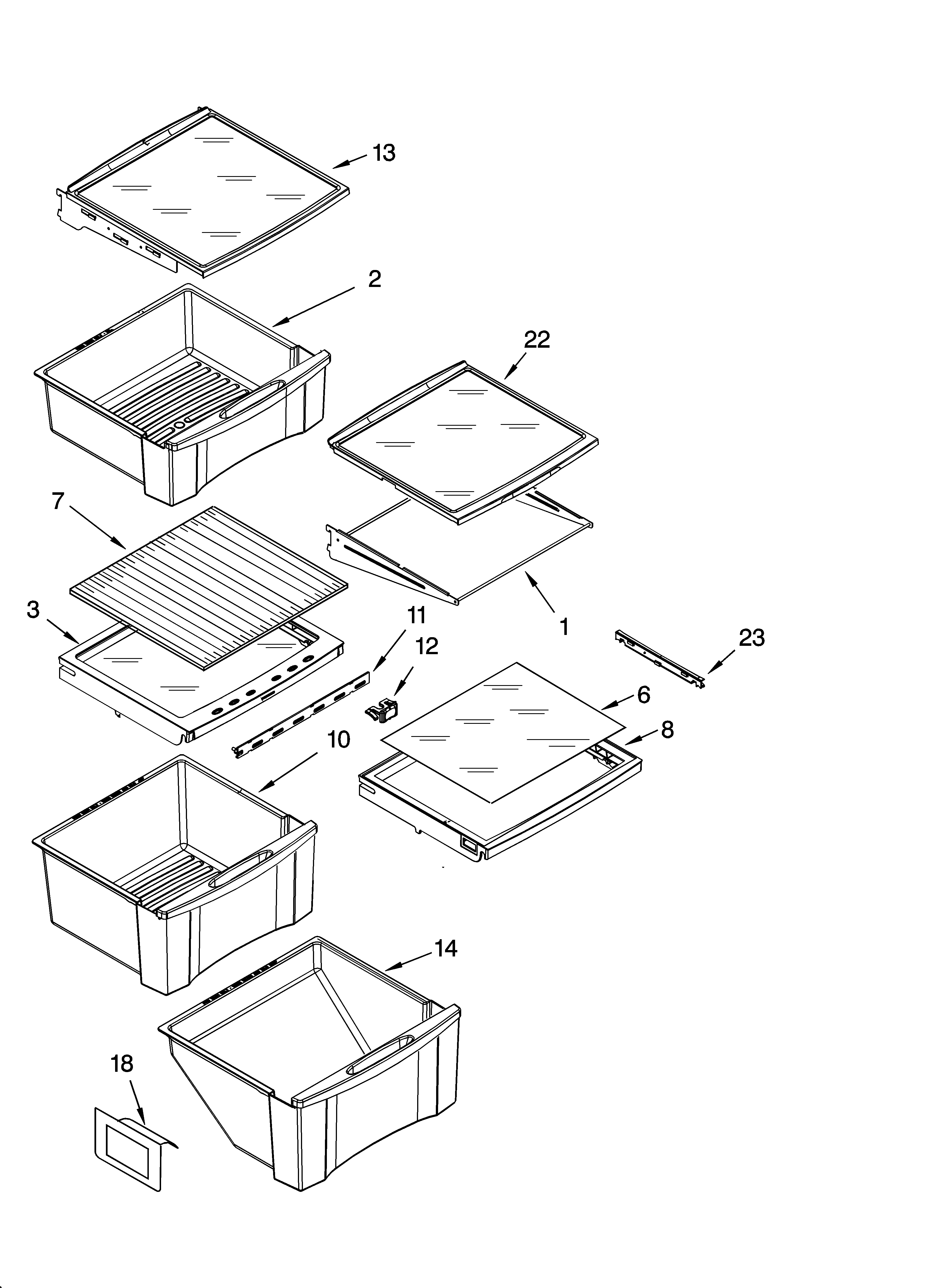 Whirlpool GS5SHAXNQ00 refrigerator shelf parts diagram