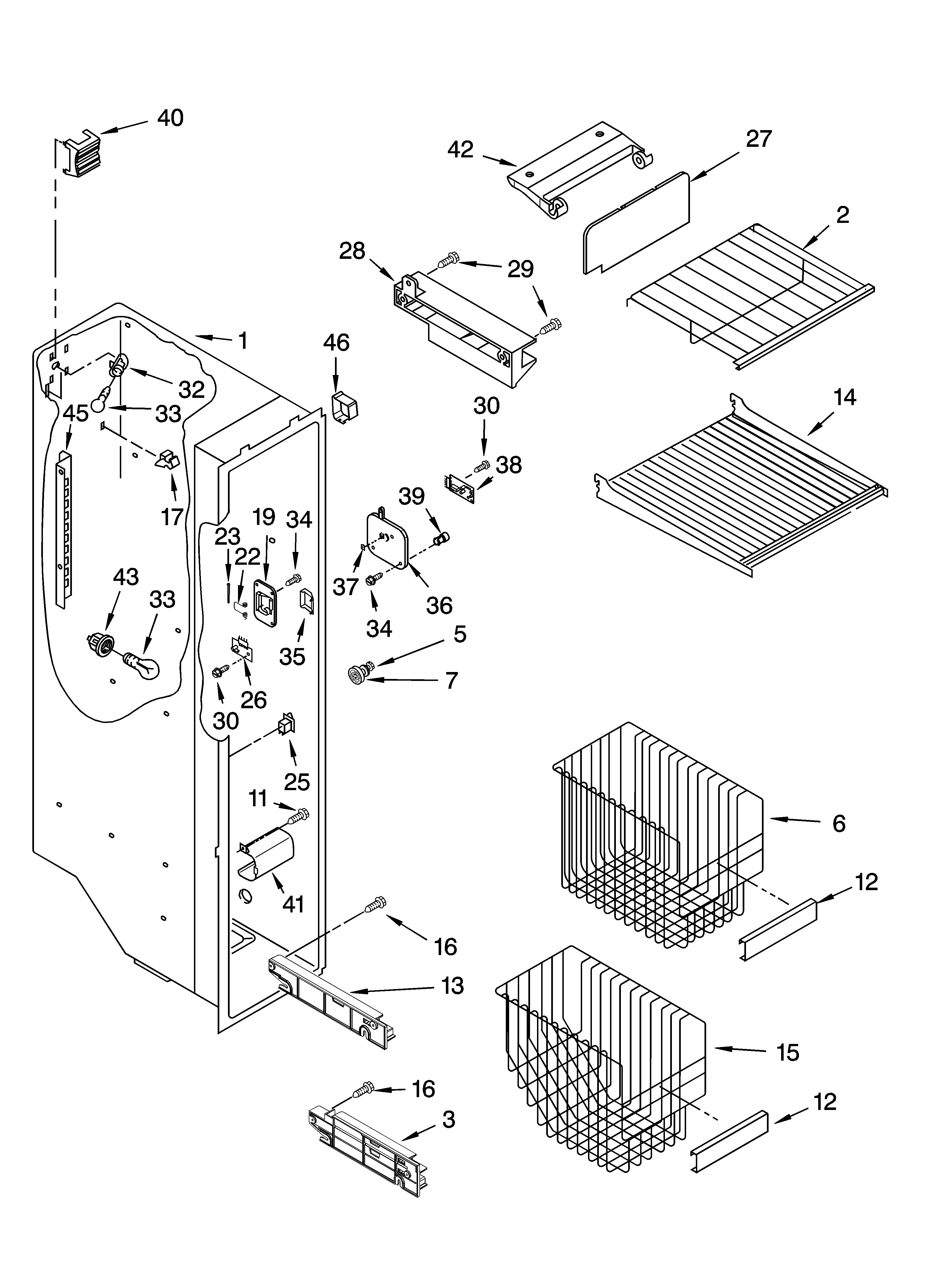 Whirlpool GS5SHAXNQ00 freezer liner parts diagram