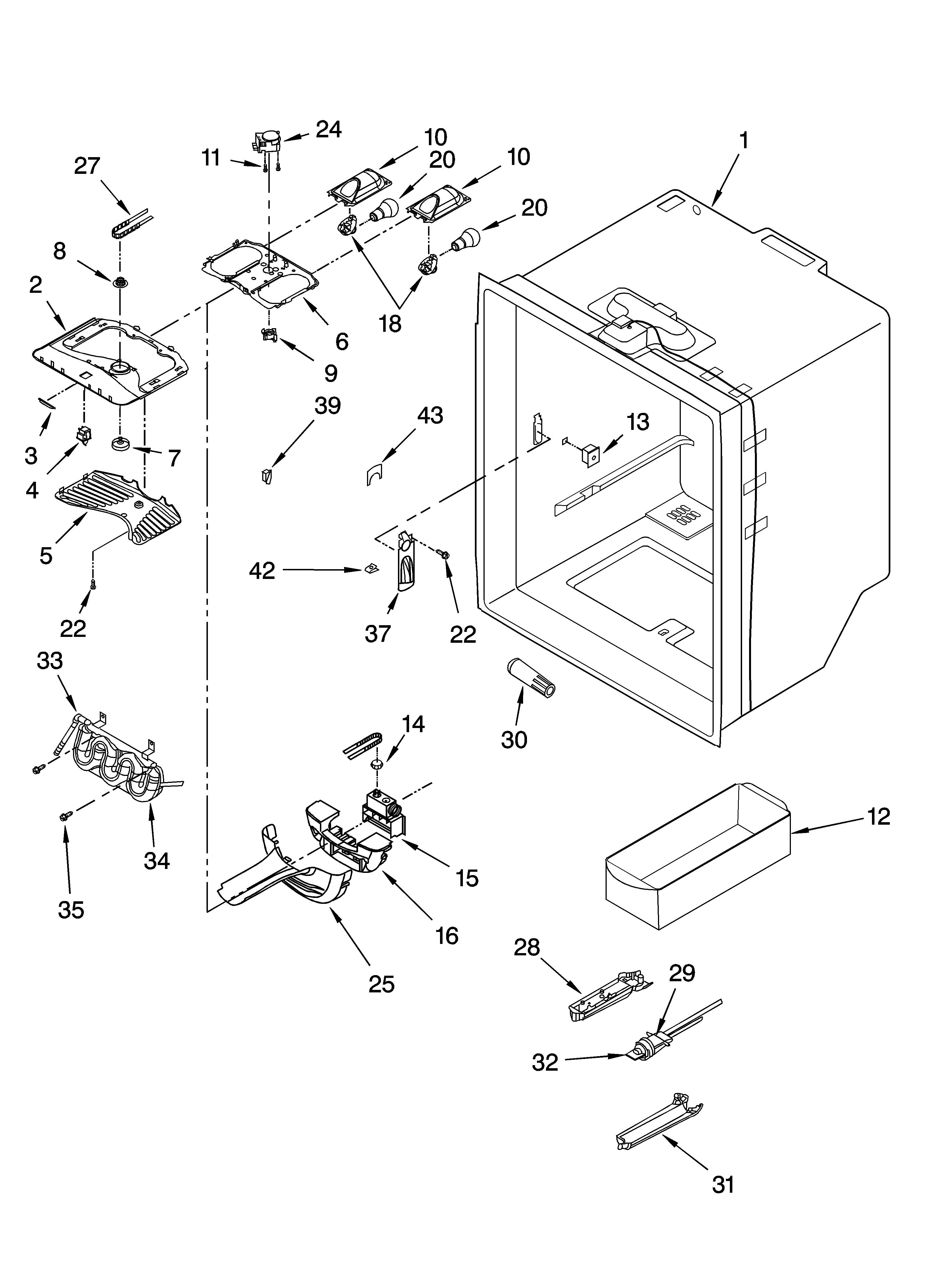 KitchenAid KBRP20EMSS00 refrigerator liner parts diagram