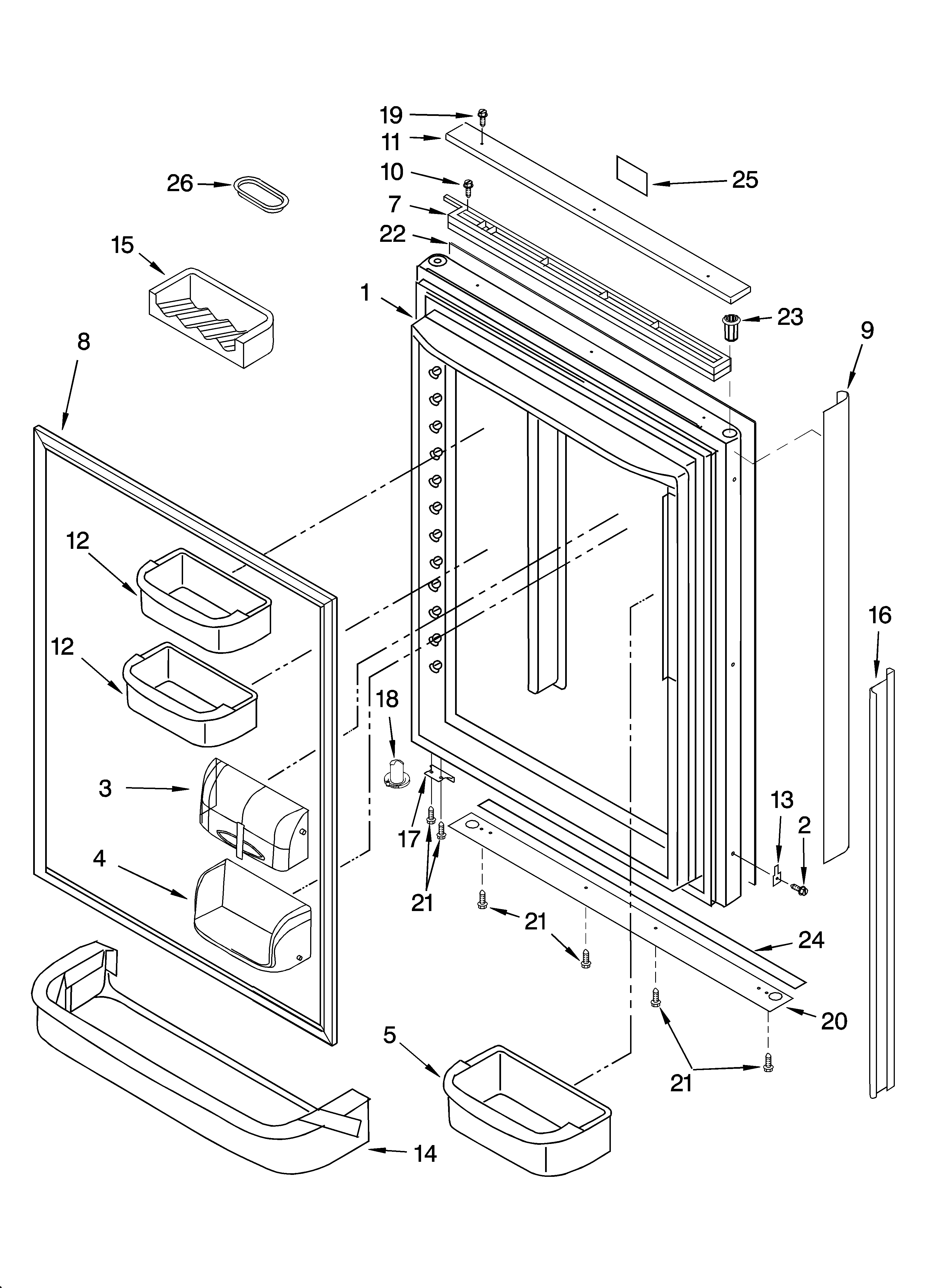 KitchenAid KBRP20EMSS00 refrigerator door parts diagram