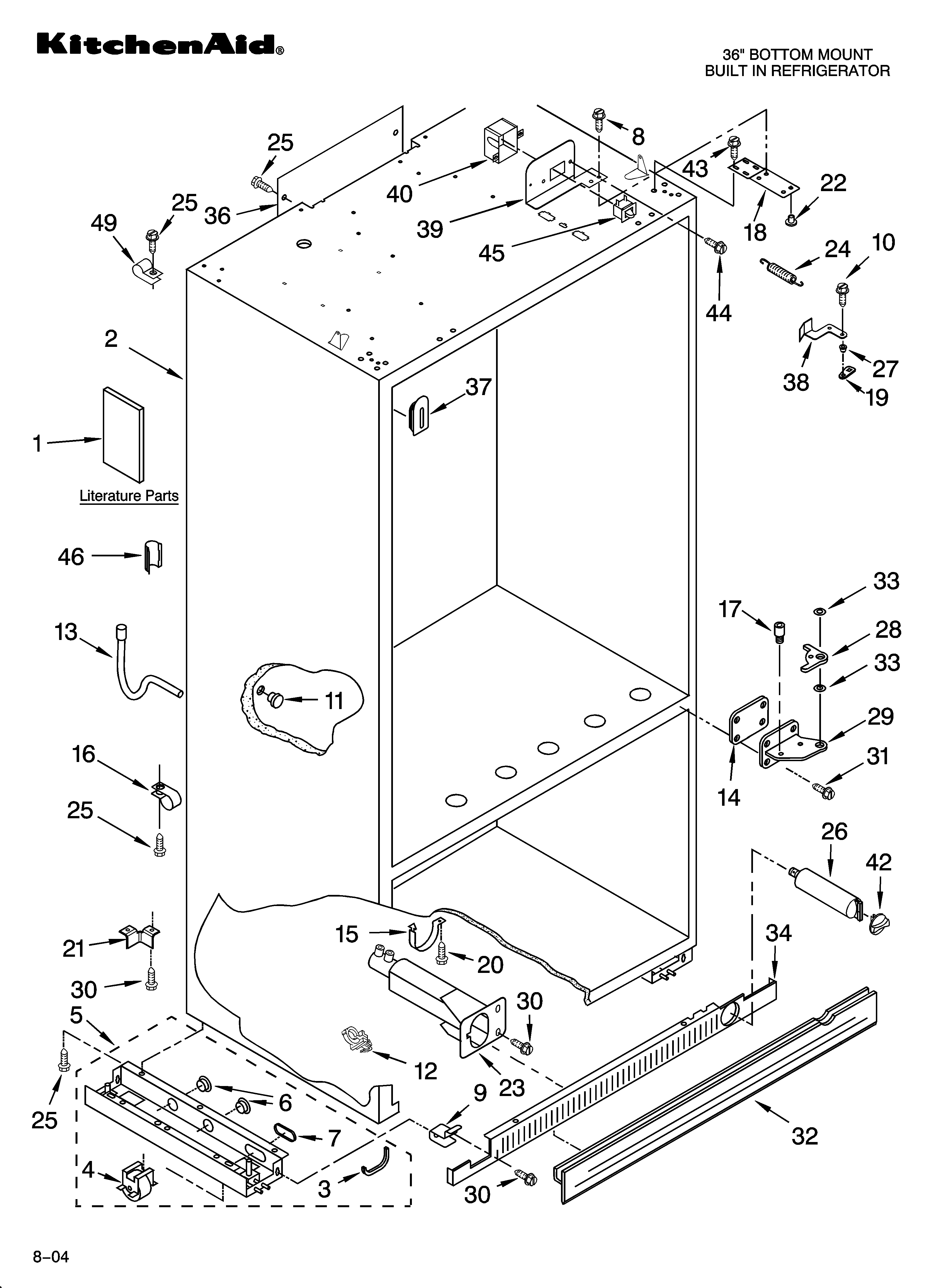 KitchenAid KBRP36FMS01 cabinet parts diagram