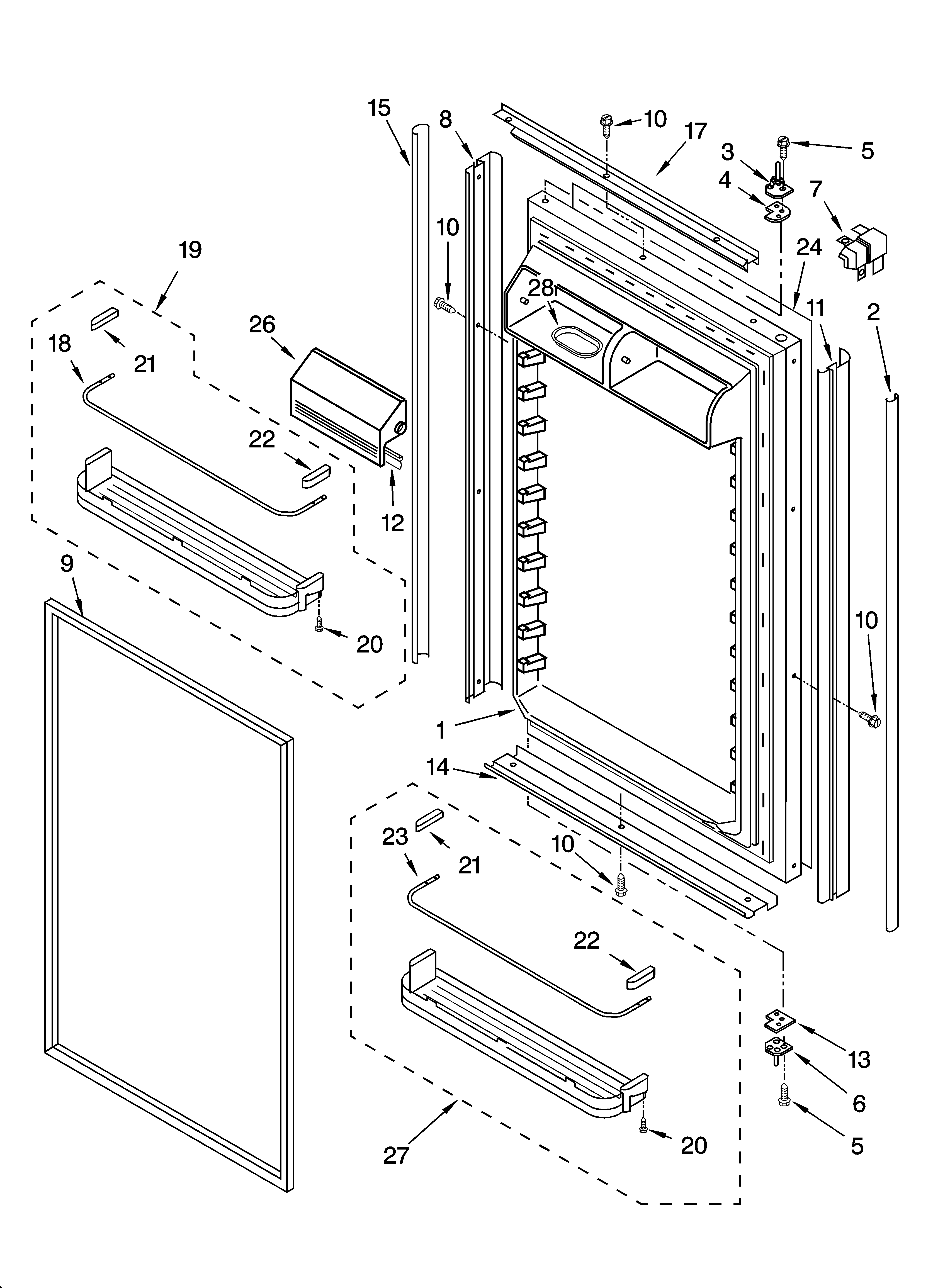 KitchenAid KBRP36FMS01 refrigerator door parts diagram