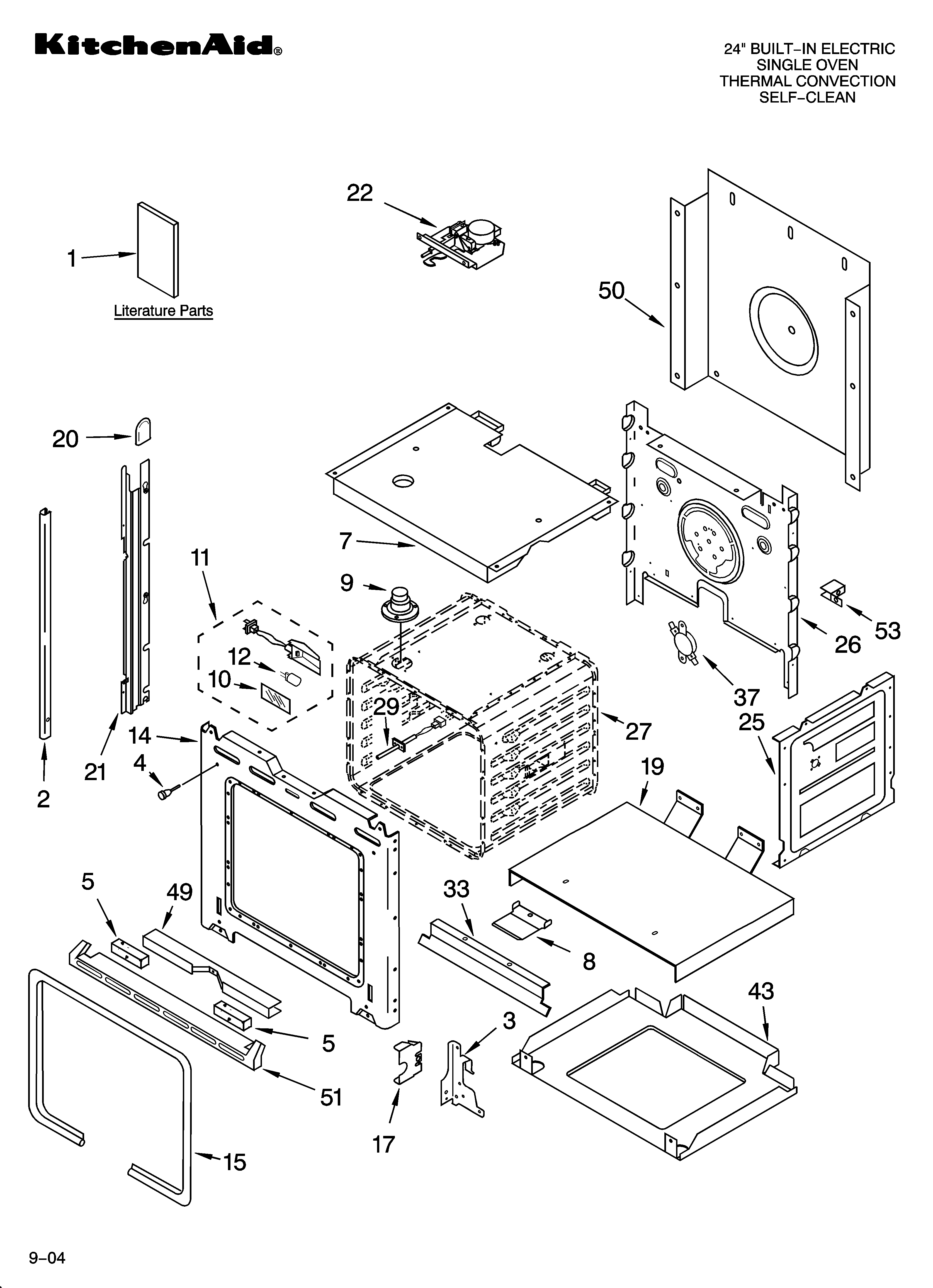 KitchenAid KEBC147KBL04 oven parts diagram