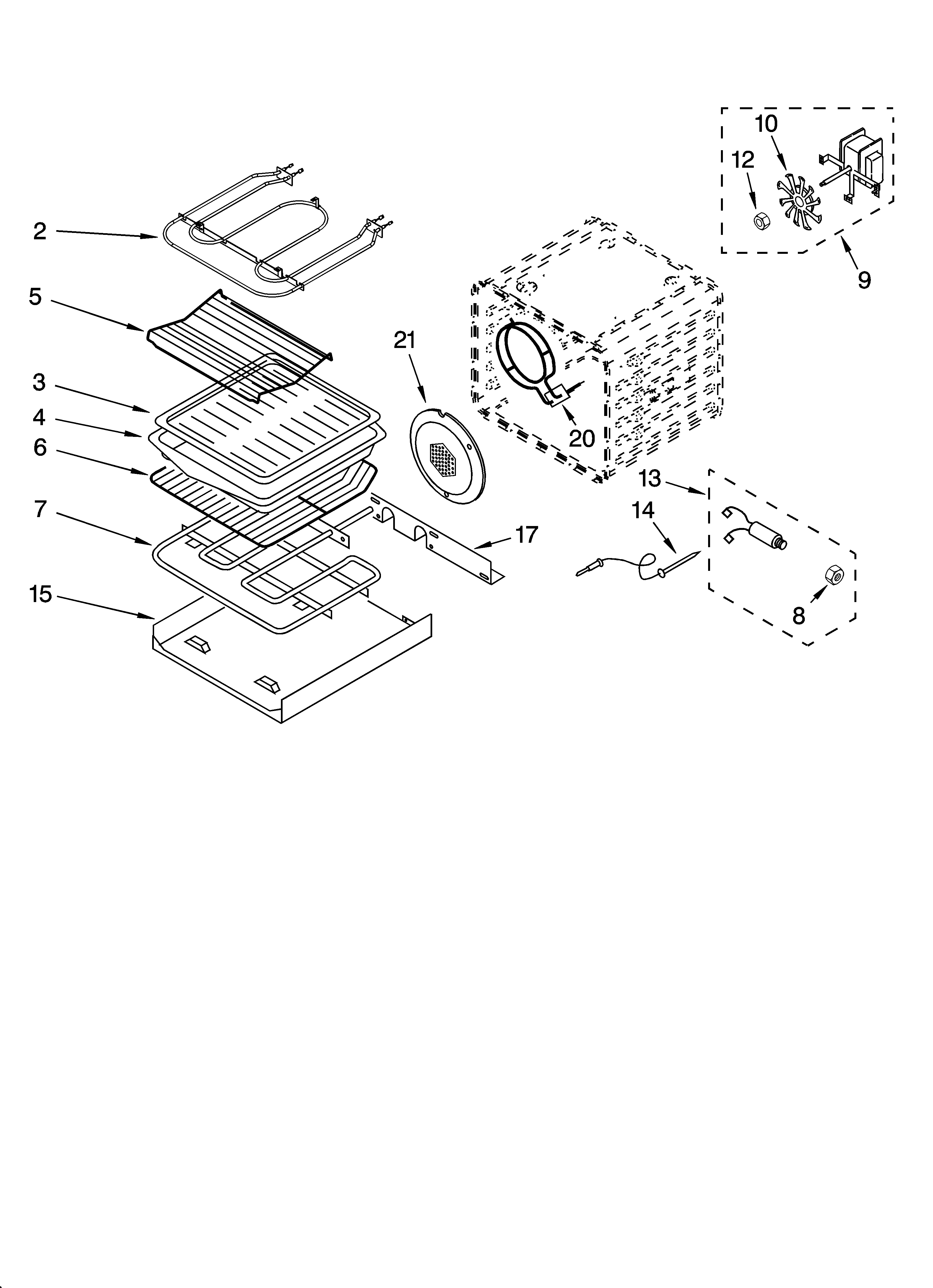 KitchenAid KEBC247KBL03 internal oven parts diagram