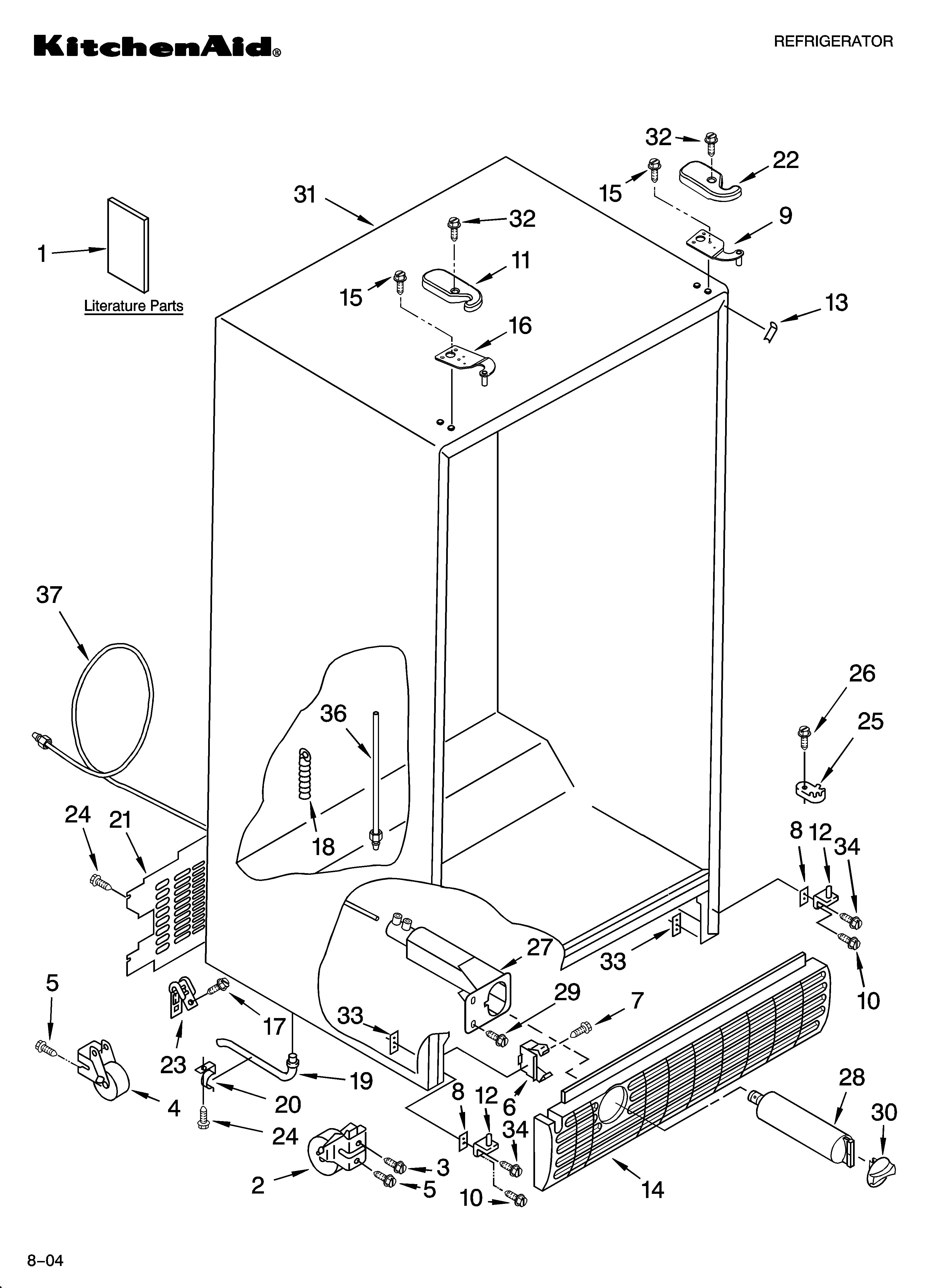 KitchenAid KSRI25FNWH00 cabinet parts diagram