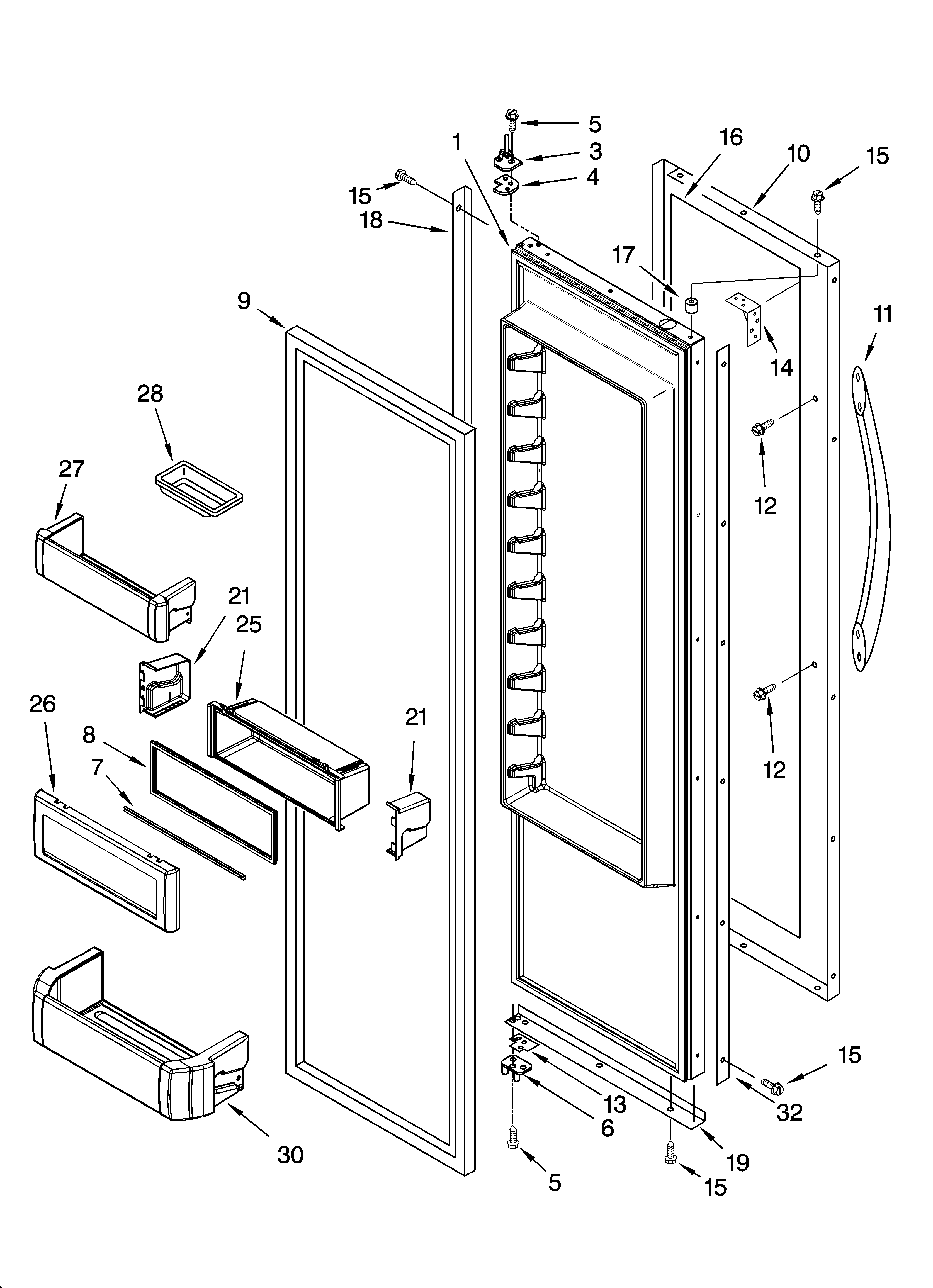 KitchenAid KSSC42FMS00 refrigerator door parts diagram