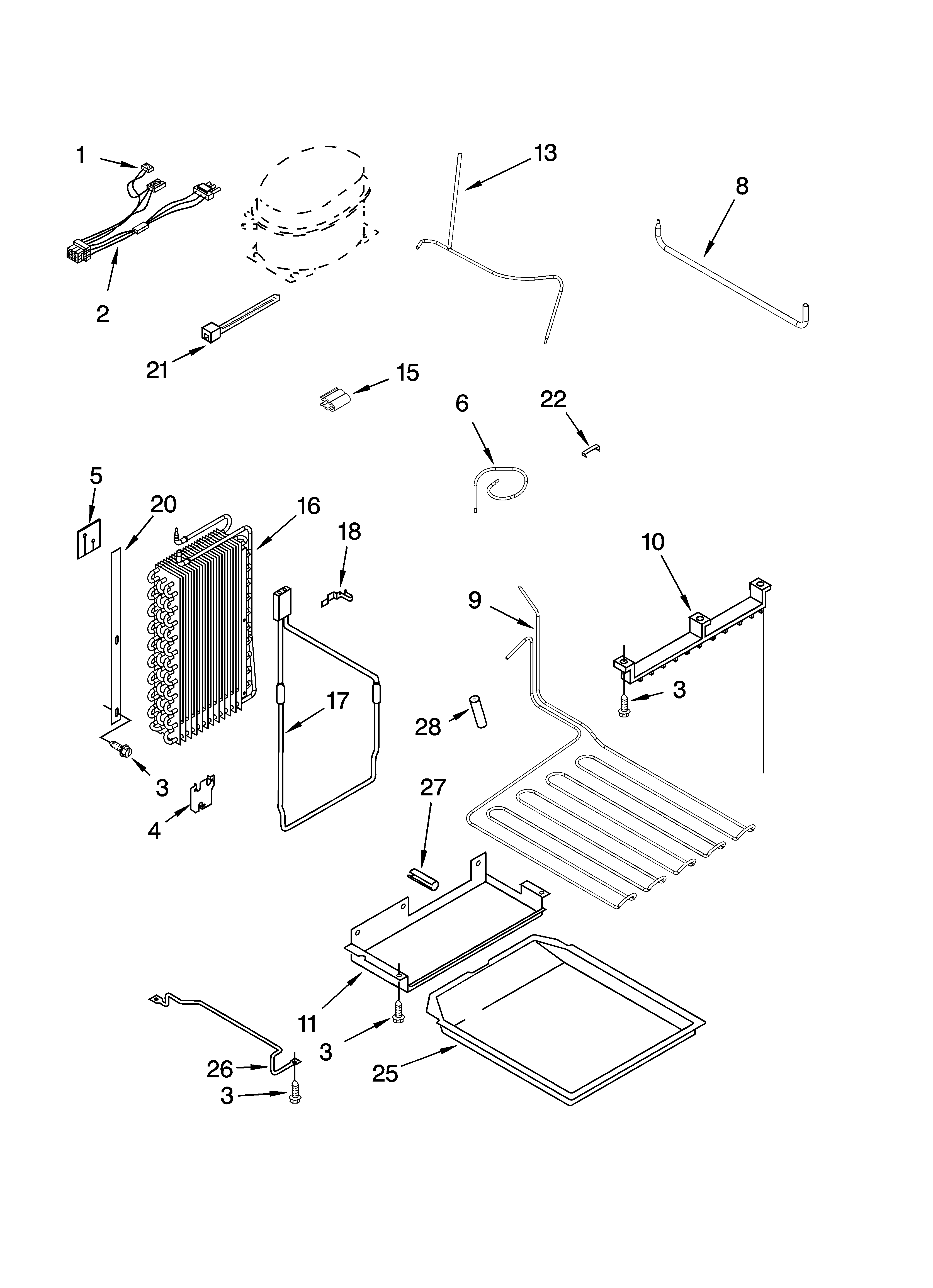 KitchenAid KSSC42FMS00 lower unit and tube parts diagram