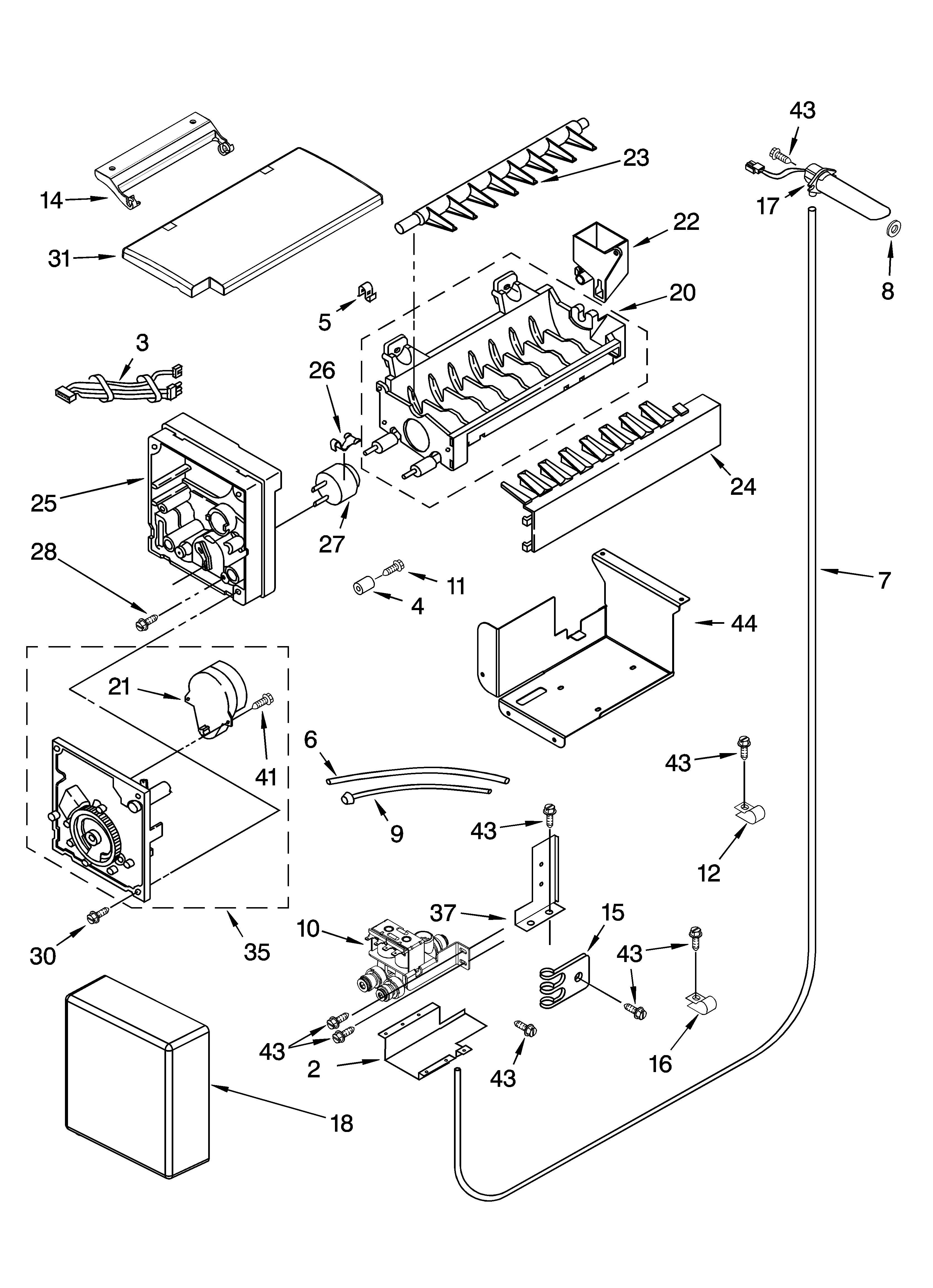 KitchenAid KSSO36QMW01 icemaker parts diagram