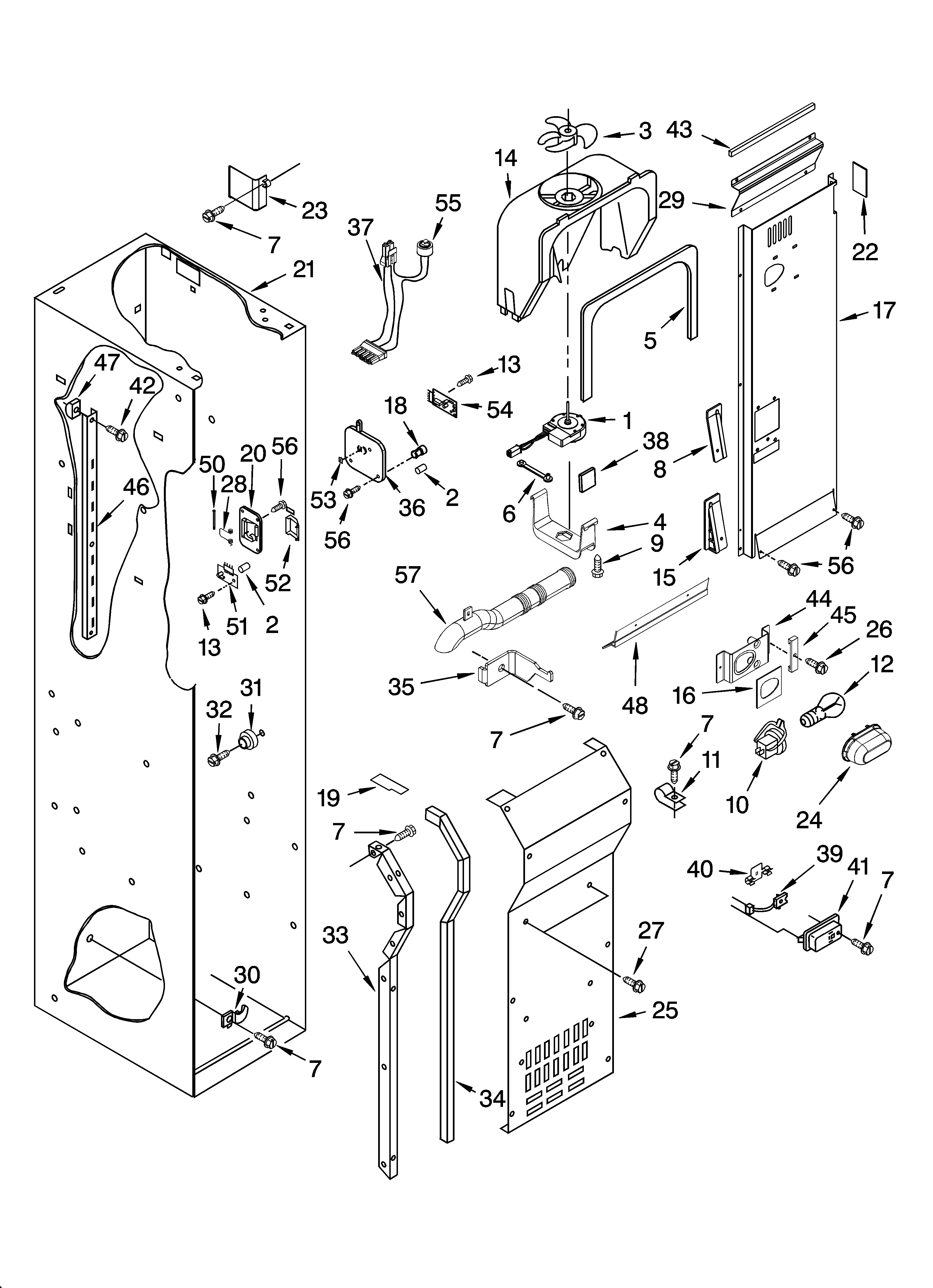 KitchenAid KSSP36QMS01 freezer liner and air flow parts diagram