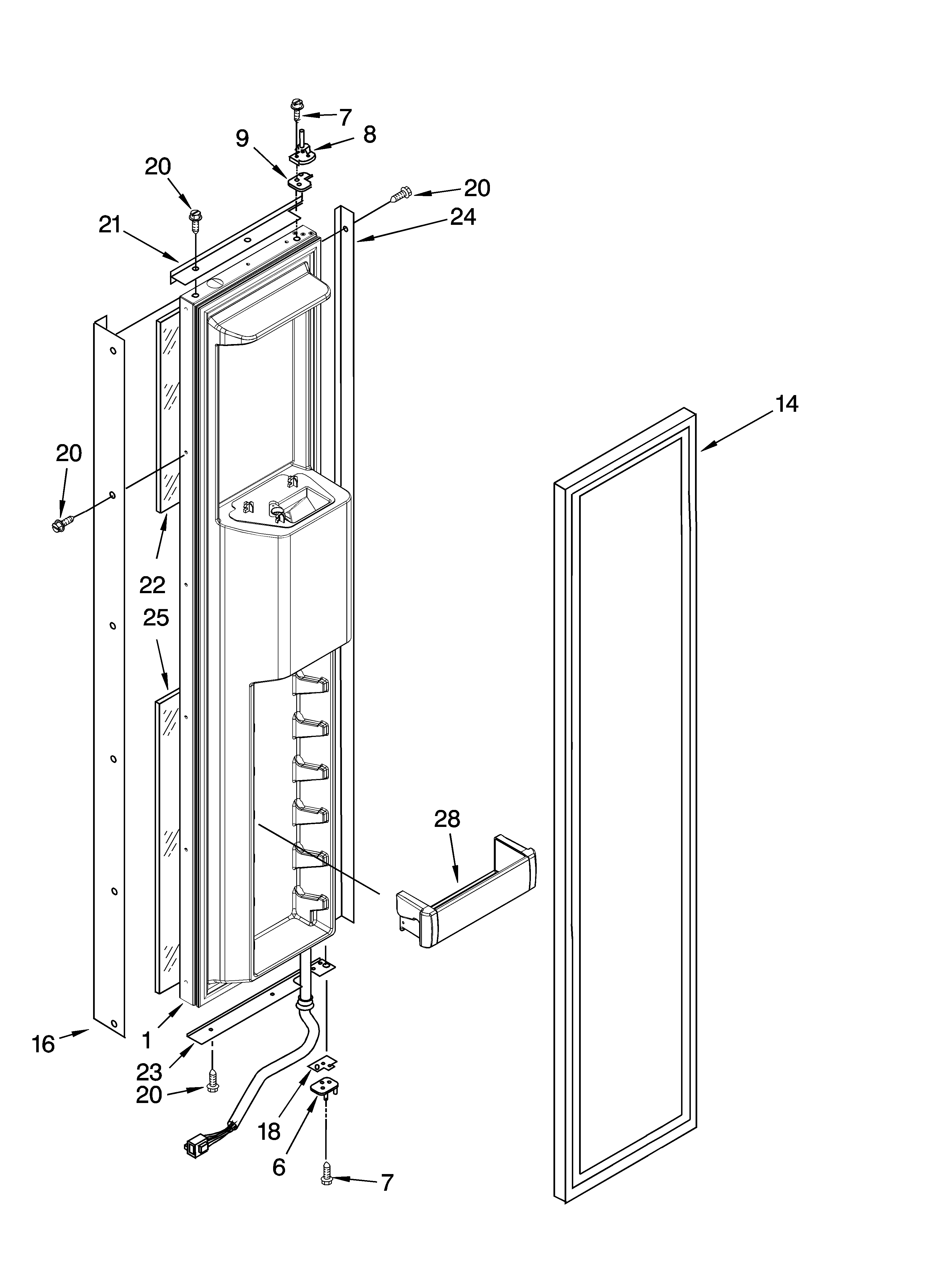 KitchenAid KSSP36QMS01 freezer door parts diagram
