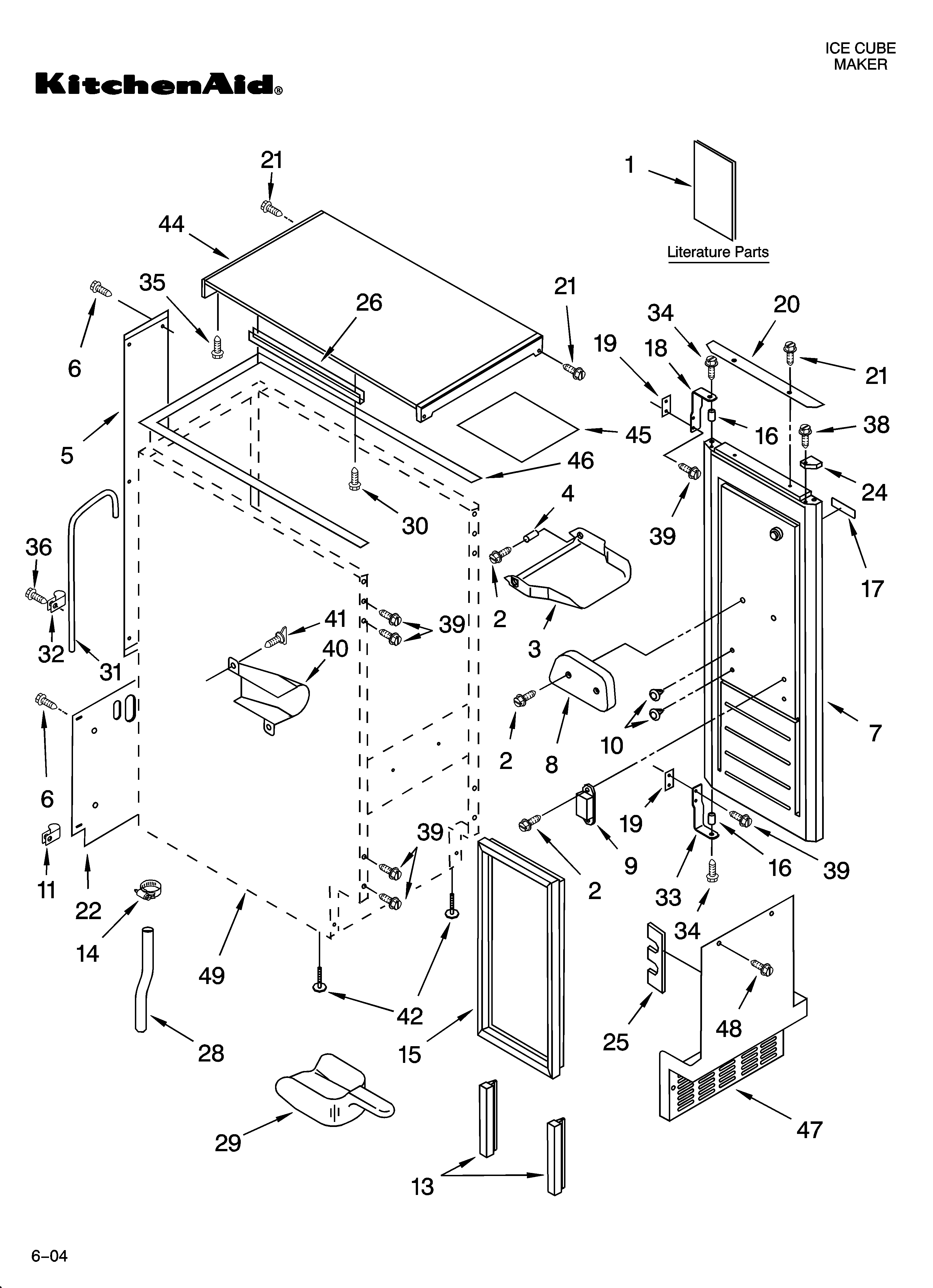 KitchenAid KUIS15PRHW6 cabinet liner and door parts diagram
