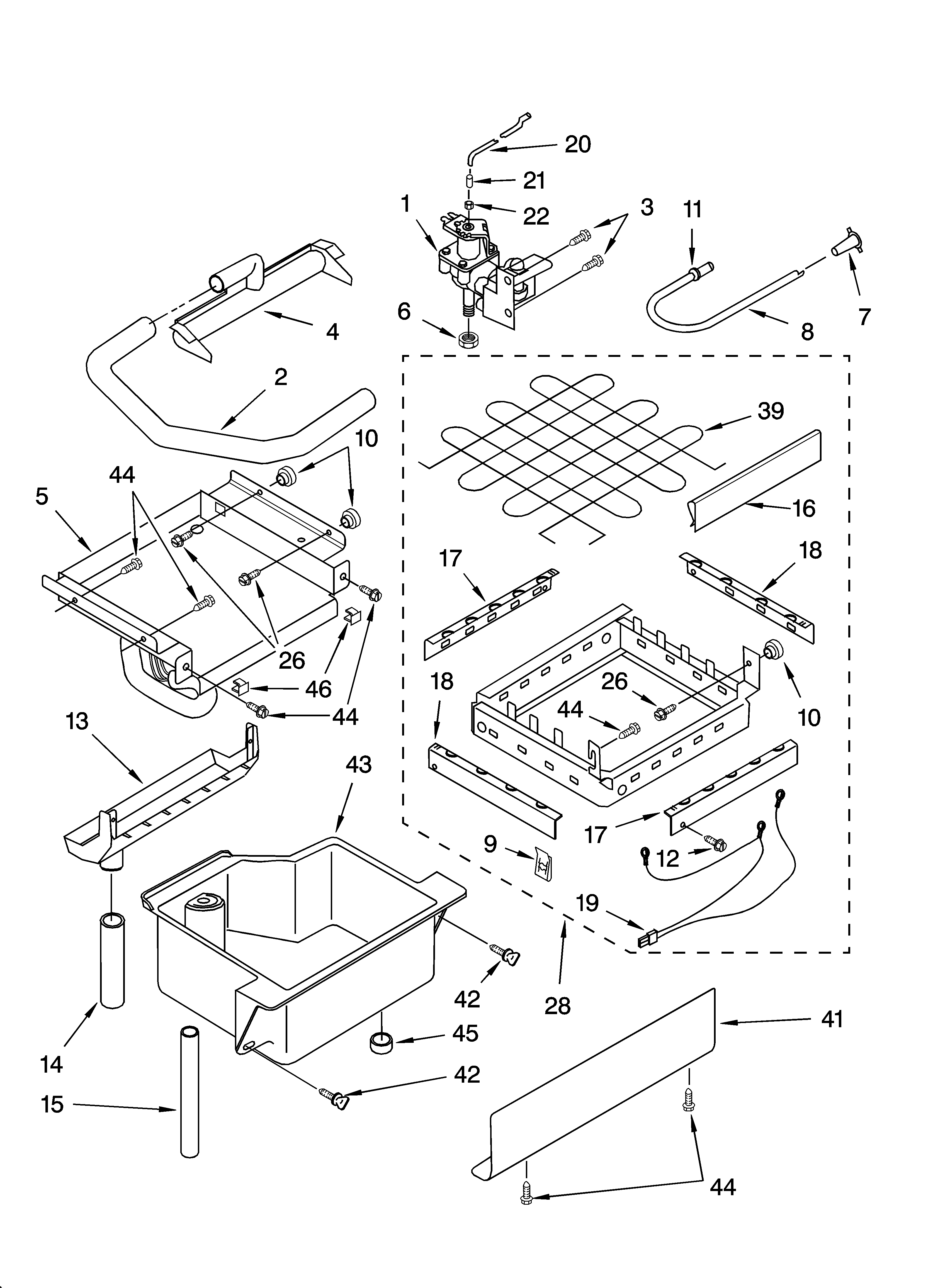 KitchenAid KUIS15PRHW6 evaporator ice cutter grid and water parts diagram