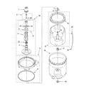 Whirlpool LSQ9660PG1 agitator, basket and tub parts diagram